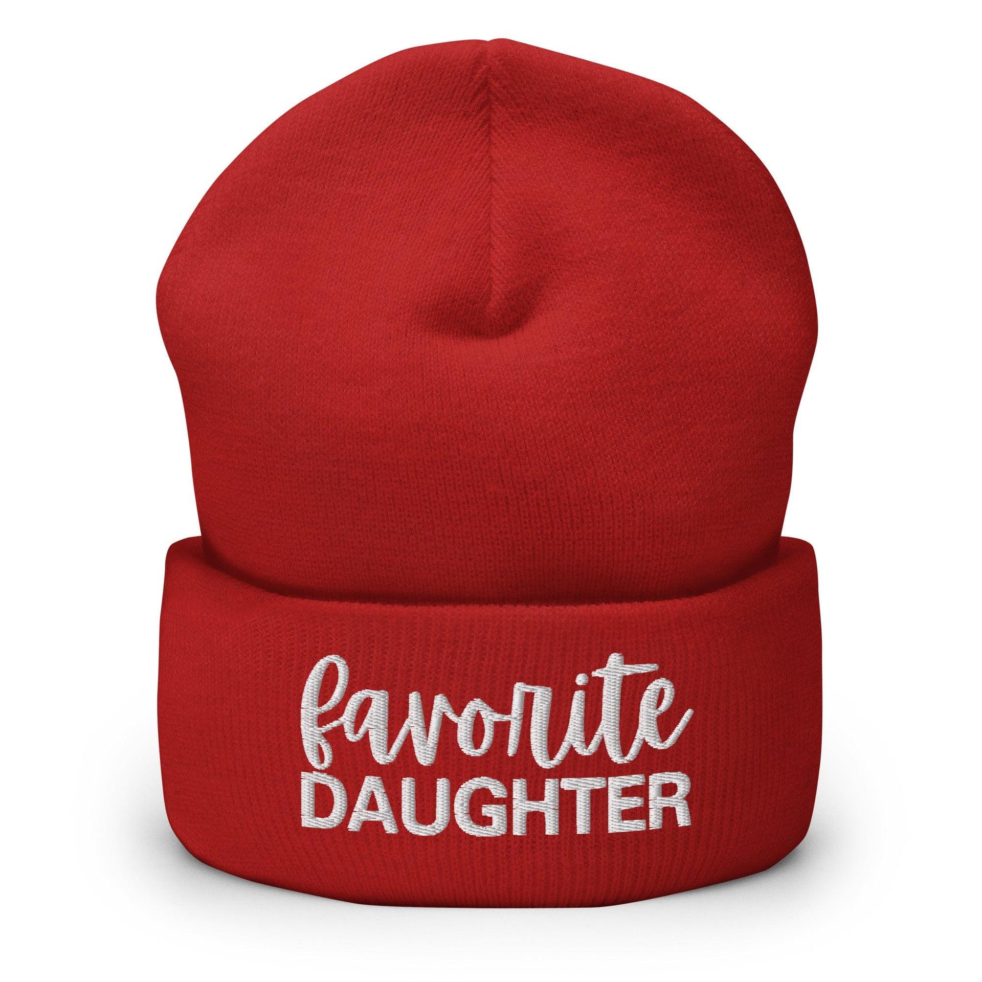Favorite Daughter Embroidered Knit Cuffed Beanie Red Beanies Capital Crowns Funny