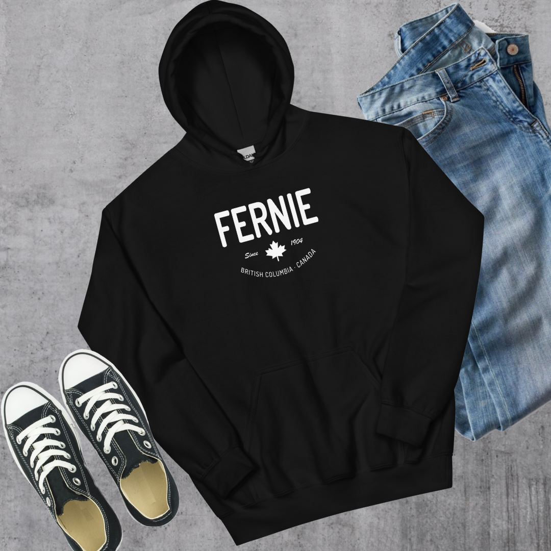Fernie Since 1904 Hoodie Black Canadian City Apparel