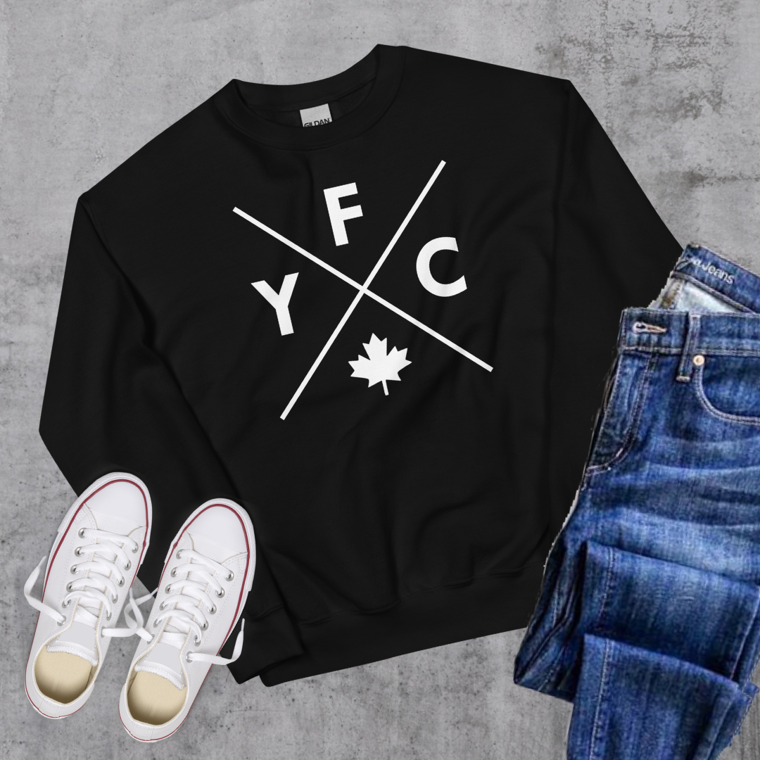 Fredericton YFC X Crewneck Black Canadian City Apparel