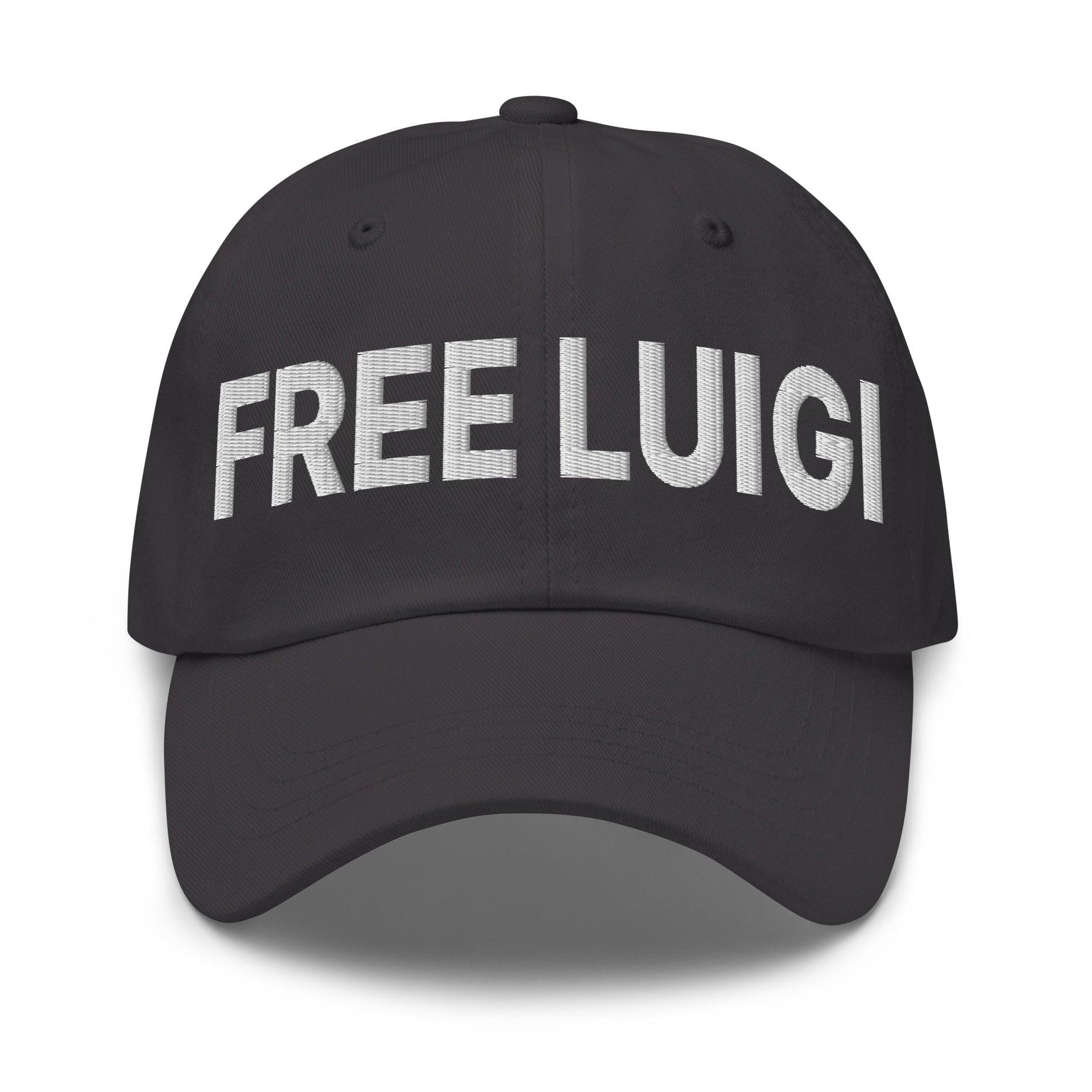 Free Luigi Mangione Embroidered Dad Hat Dark Grey Capital Crowns Dad Hats Funny LADs Luigi Luigi Apparel luigi mangione