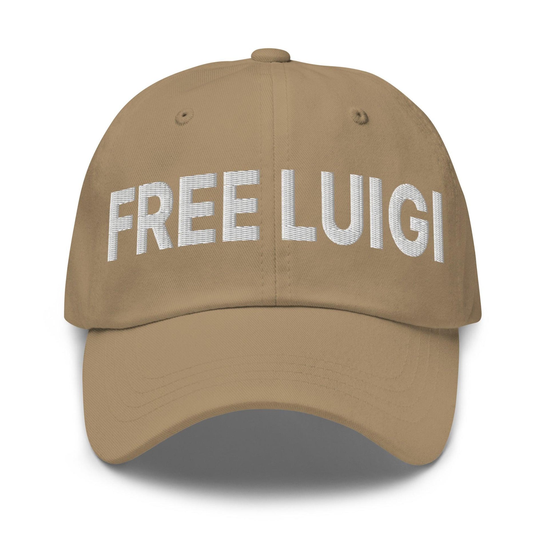 Free Luigi Mangione Embroidered Dad Hat Khaki Capital Crowns Dad Hats Funny LADs Luigi Luigi Apparel luigi mangione