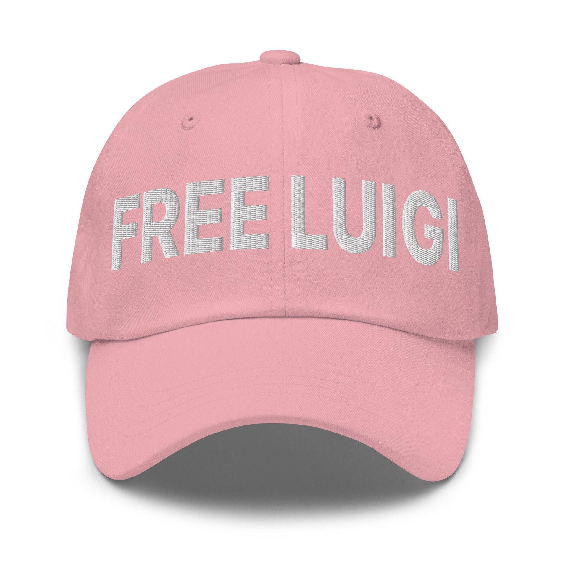 Free Luigi Mangione Embroidered Dad Hat Pink Capital Crowns Dad Hats Funny LADs Luigi Luigi Apparel luigi mangione