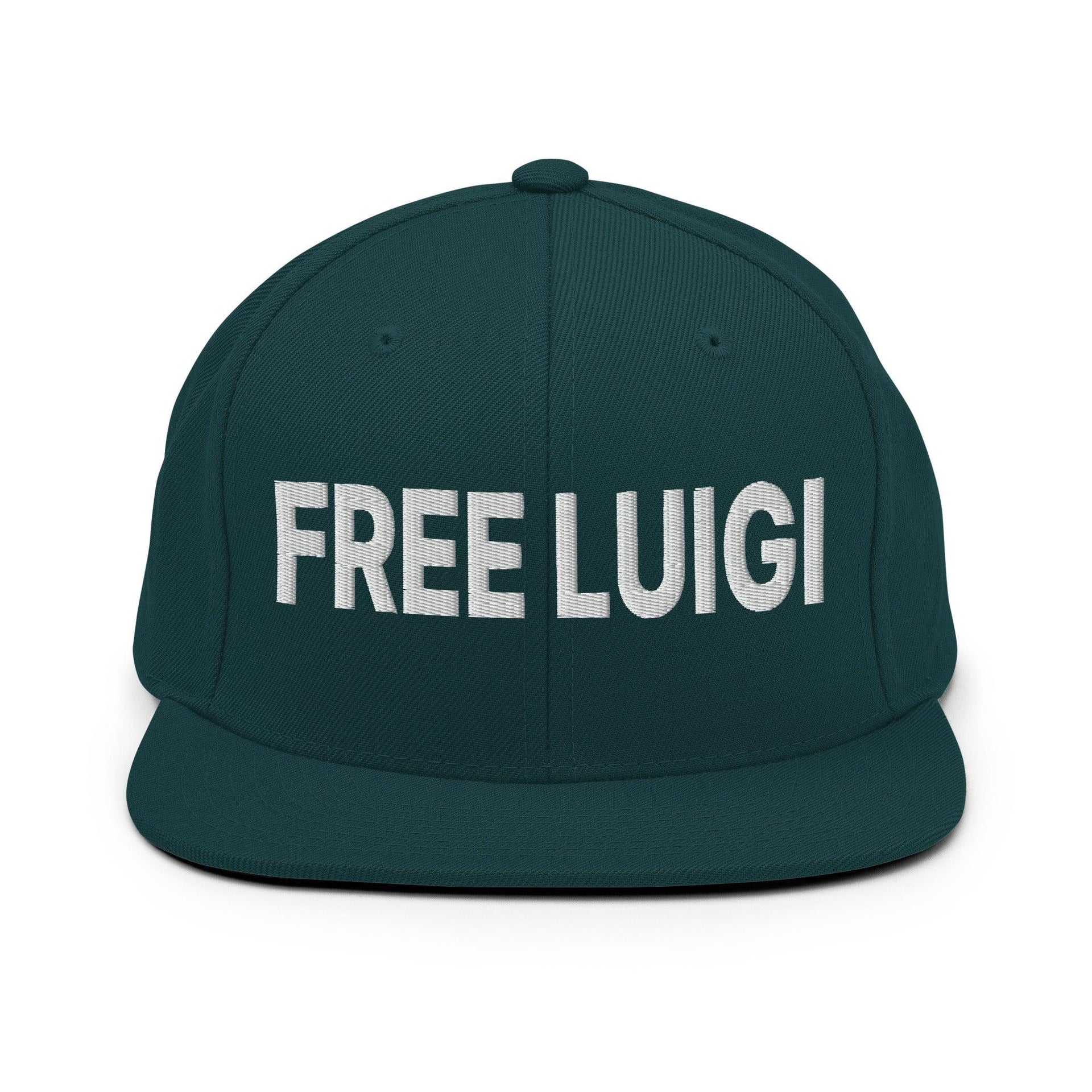 Free Luigi Mangione Embroidered Flat Bill Brim Snapback Hat Spruce Capital Crowns Funny LADs Luigi Luigi Apparel luigi mangione Snapback Hats