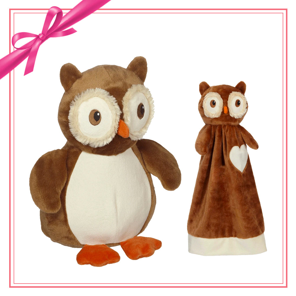 Gift Set - Okie Owl Buddy & Blankey cream Gift Set