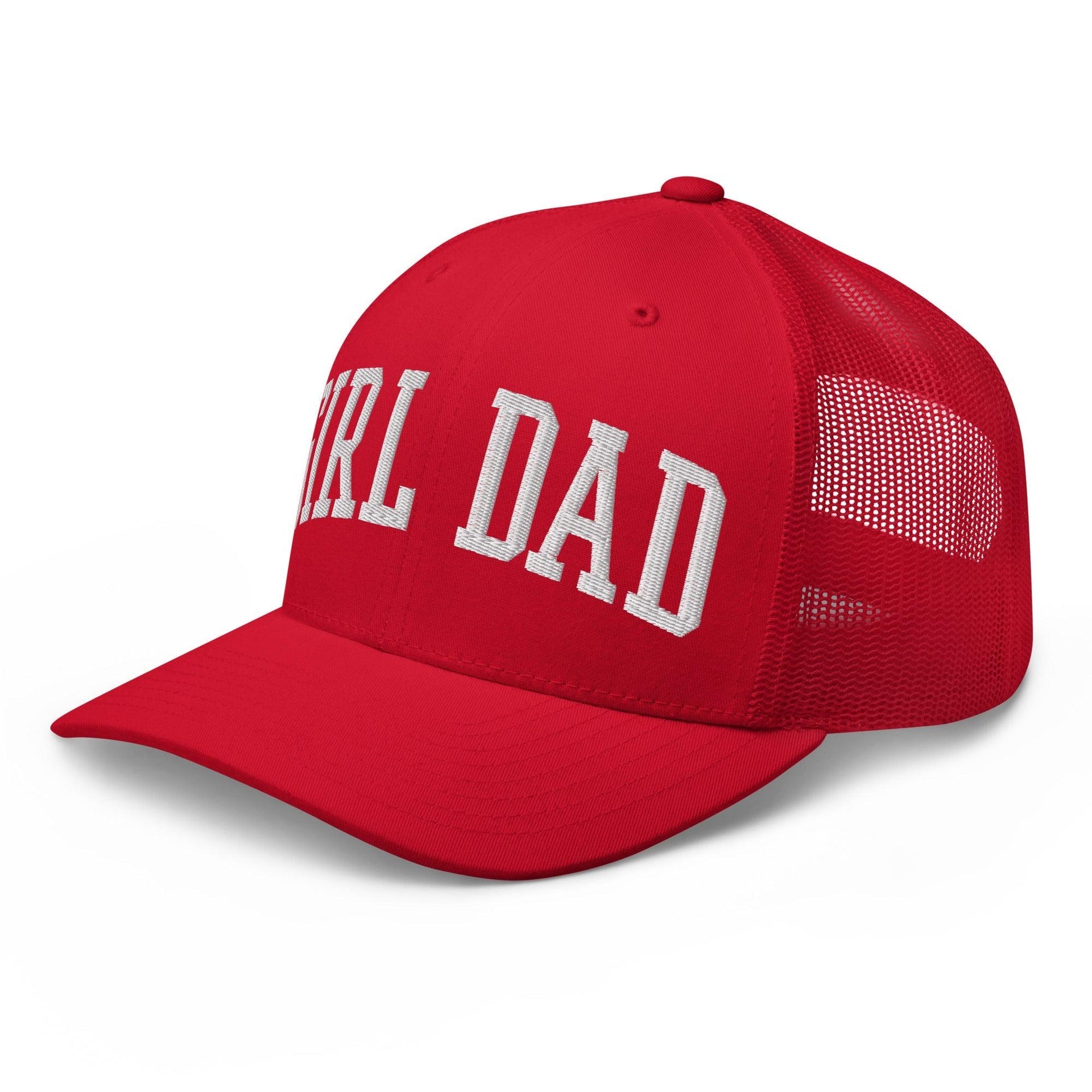 Girl Dad Varsity Letterman Embroidered Mesh Trucker Hat Capital Crowns Dad Hats Funny Trucker Hats
