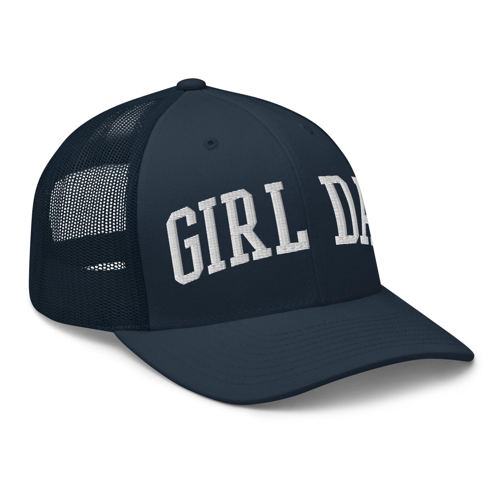 Girl Dad Varsity Letterman Embroidered Mesh Trucker Hat Capital Crowns Dad Hats Funny Trucker Hats