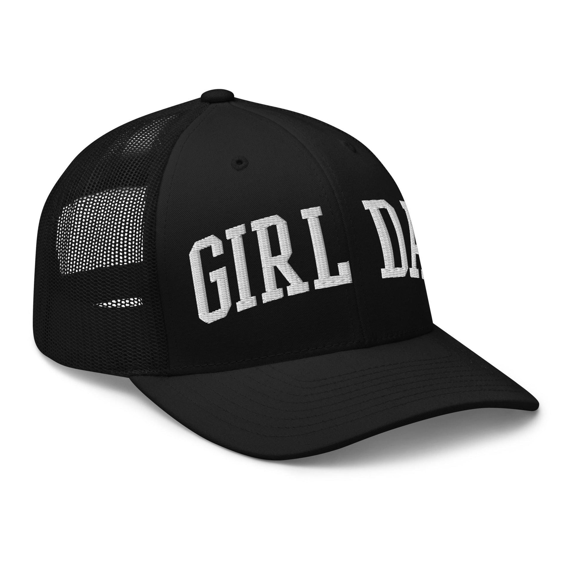 Girl Dad Varsity Letterman Embroidered Mesh Trucker Hat Capital Crowns Dad Hats Funny Trucker Hats
