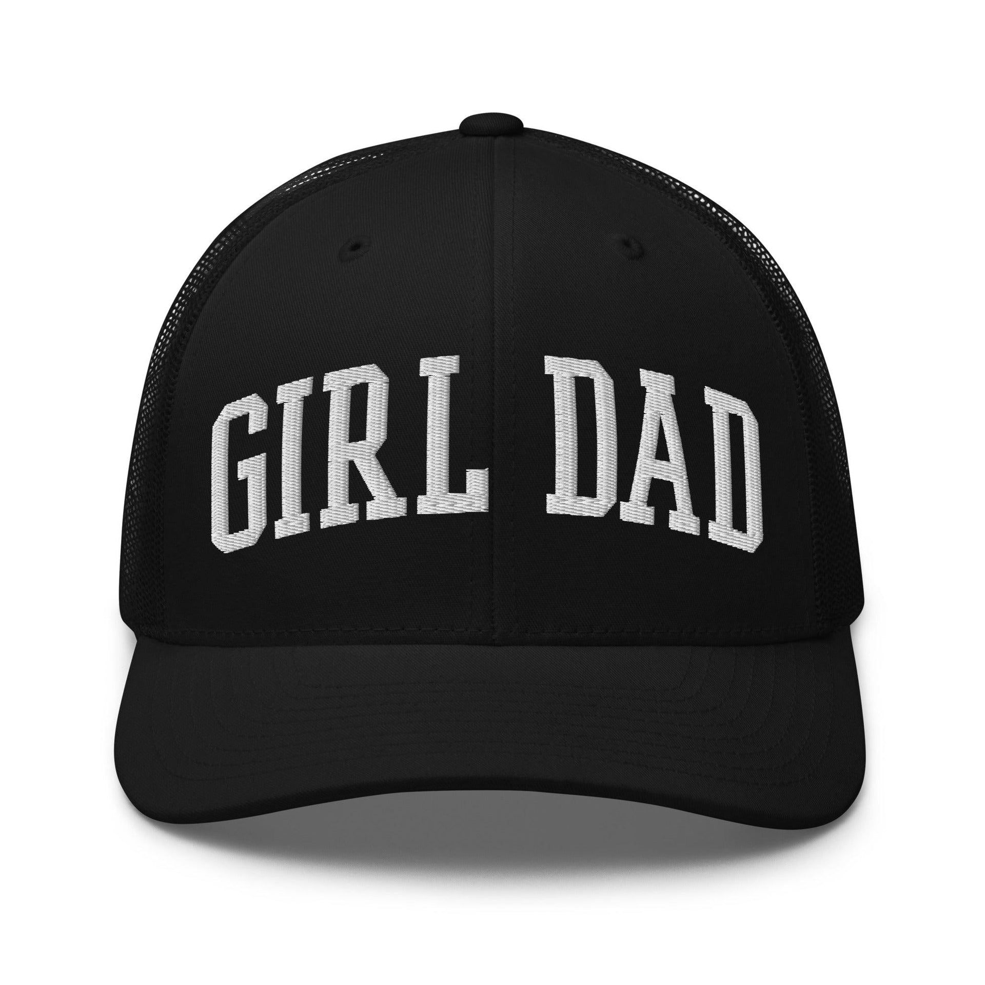 Girl Dad Varsity Letterman Embroidered Mesh Trucker Hat Black Capital Crowns Dad Hats Funny Trucker Hats