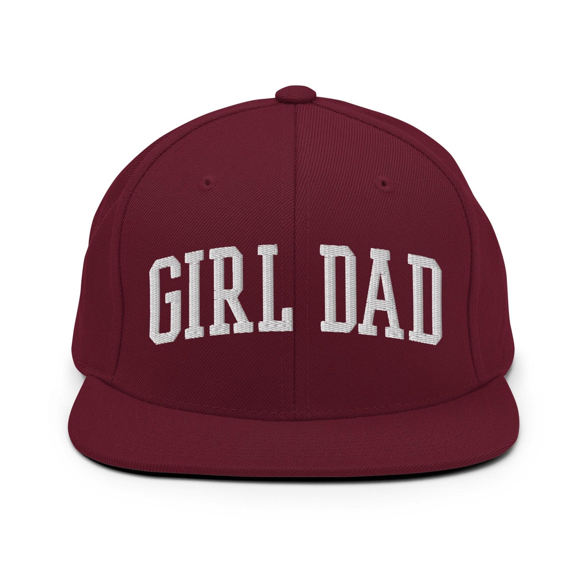Girl Dad Varsity Letterman Flat Bill Brim Snapback Hat Maroon Capital Crowns Dad Hats Funny Snapback Hats