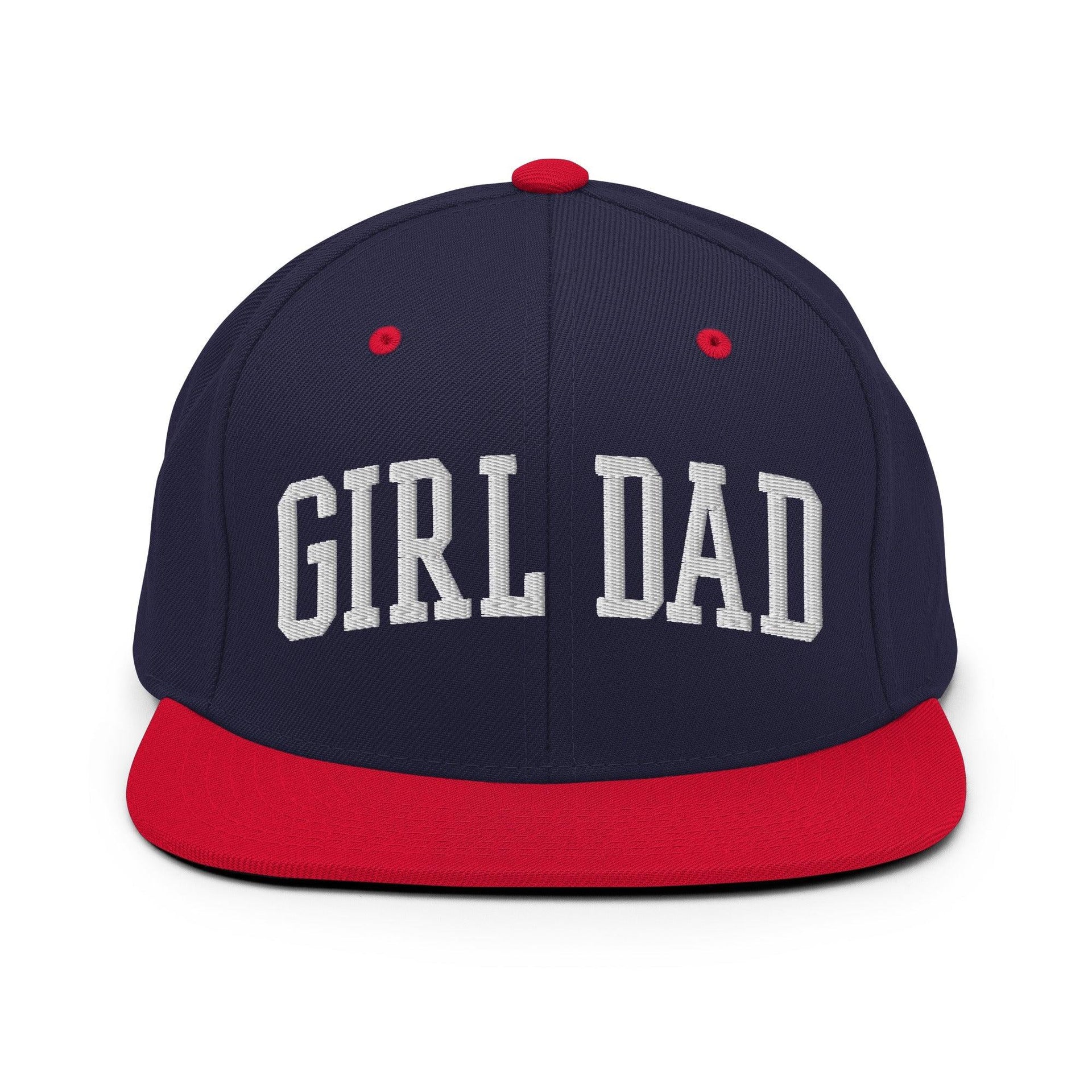 Girl Dad Varsity Letterman Flat Bill Brim Snapback Hat Navy Red Capital Crowns Dad Hats Funny Snapback Hats
