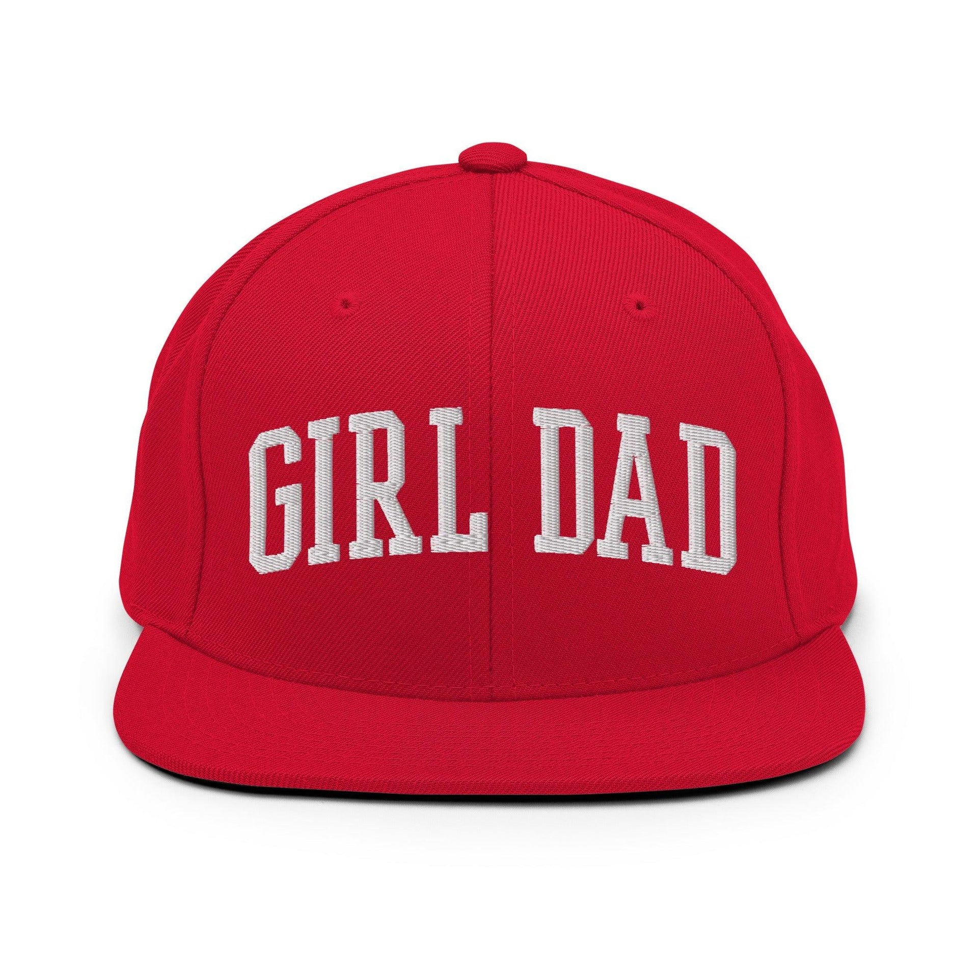 Girl Dad Varsity Letterman Flat Bill Brim Snapback Hat Red Capital Crowns Dad Hats Funny Snapback Hats