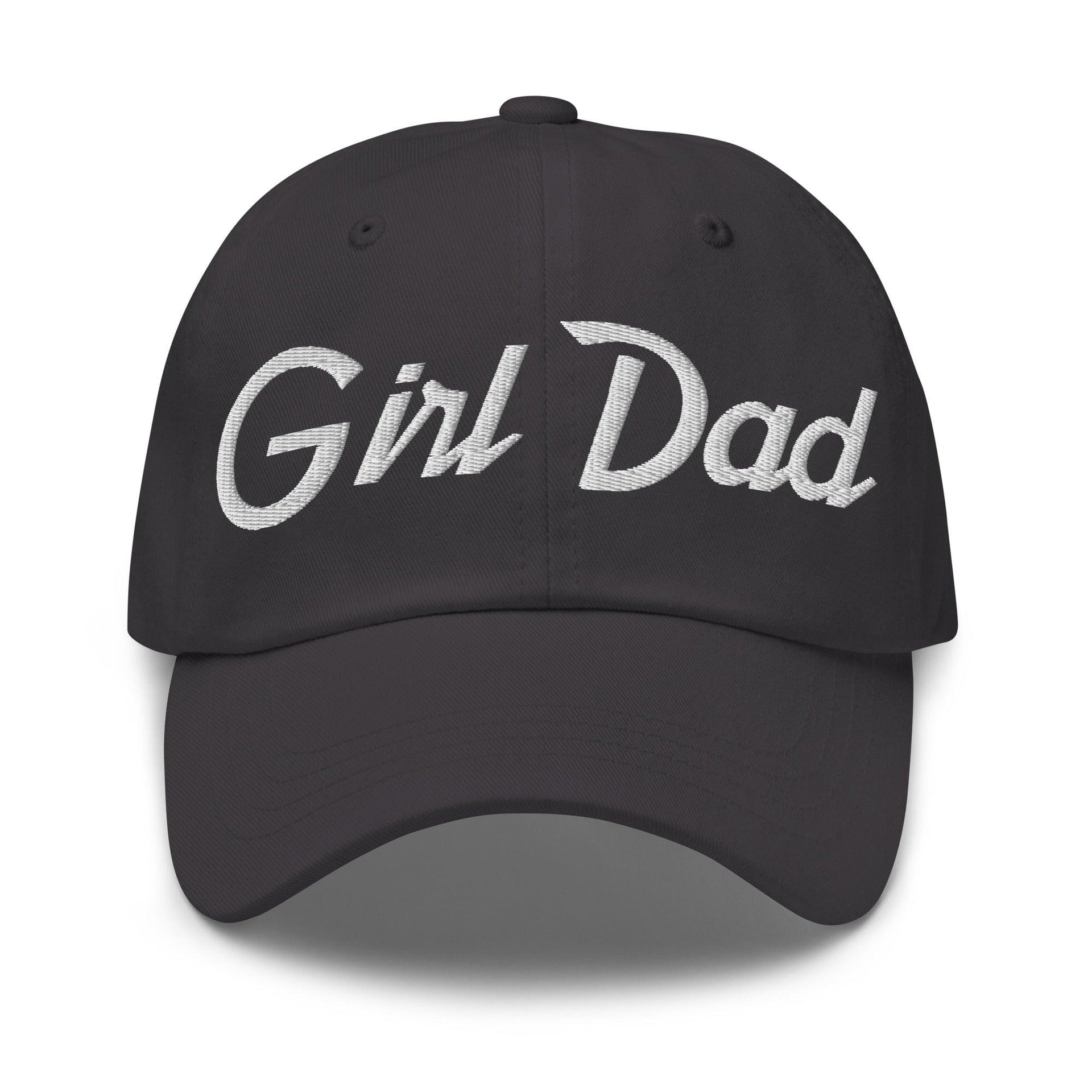 Girl Dad Vintage Sports Script Embroidered Dad Hat Dark Grey Capital Crowns Dad Hats Funny