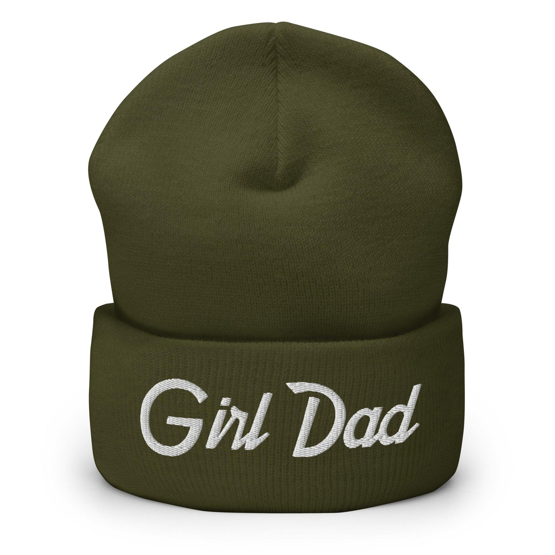 Girl Dad Vintage Sports Script Embroidered Knit Cuffed Beanie Olive Beanies Capital Crowns Dad Hats Funny