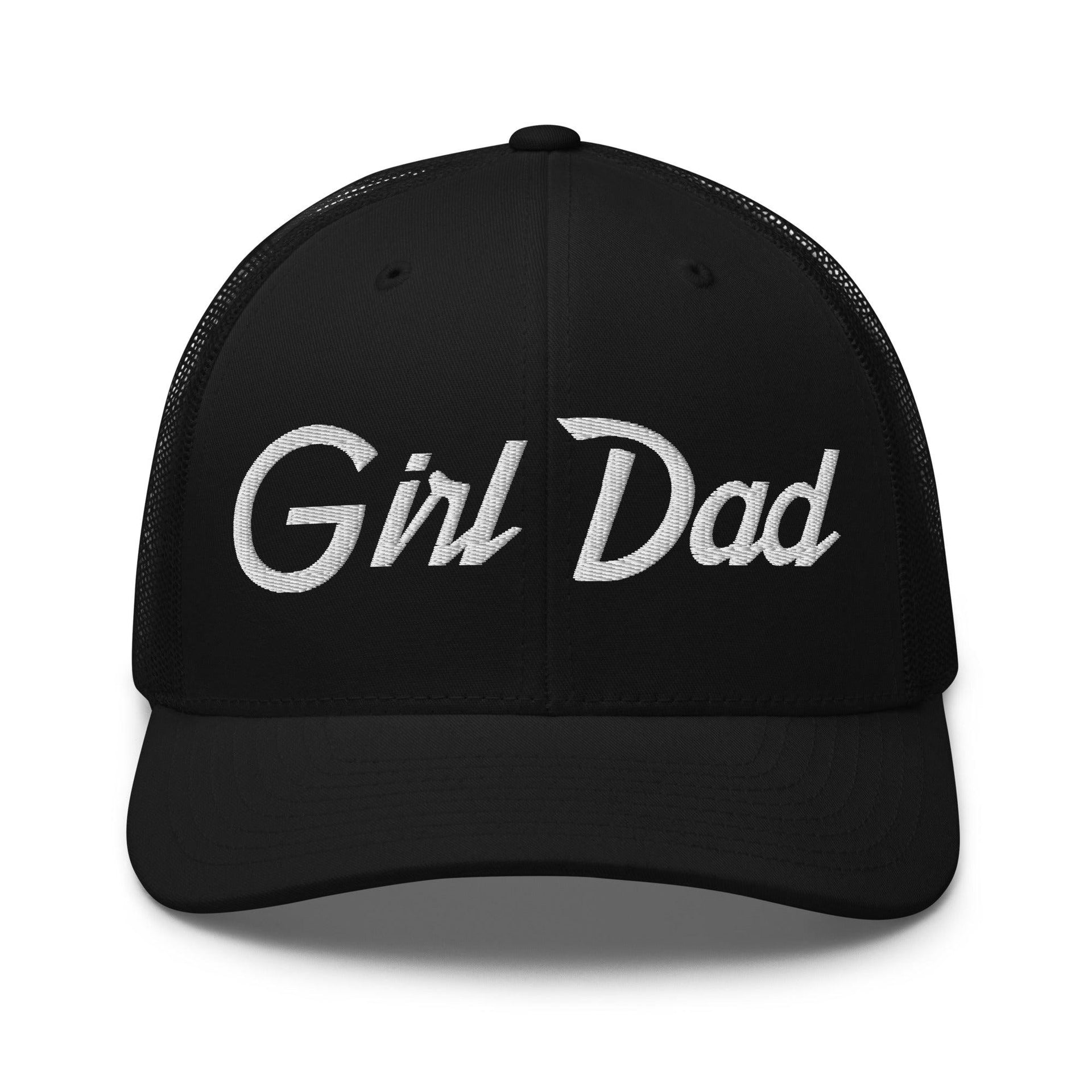 Girl Dad Vintage Sports Script Embroidered Mesh Trucker Hat Black Capital Crowns Dad Hats Funny Trucker Hats