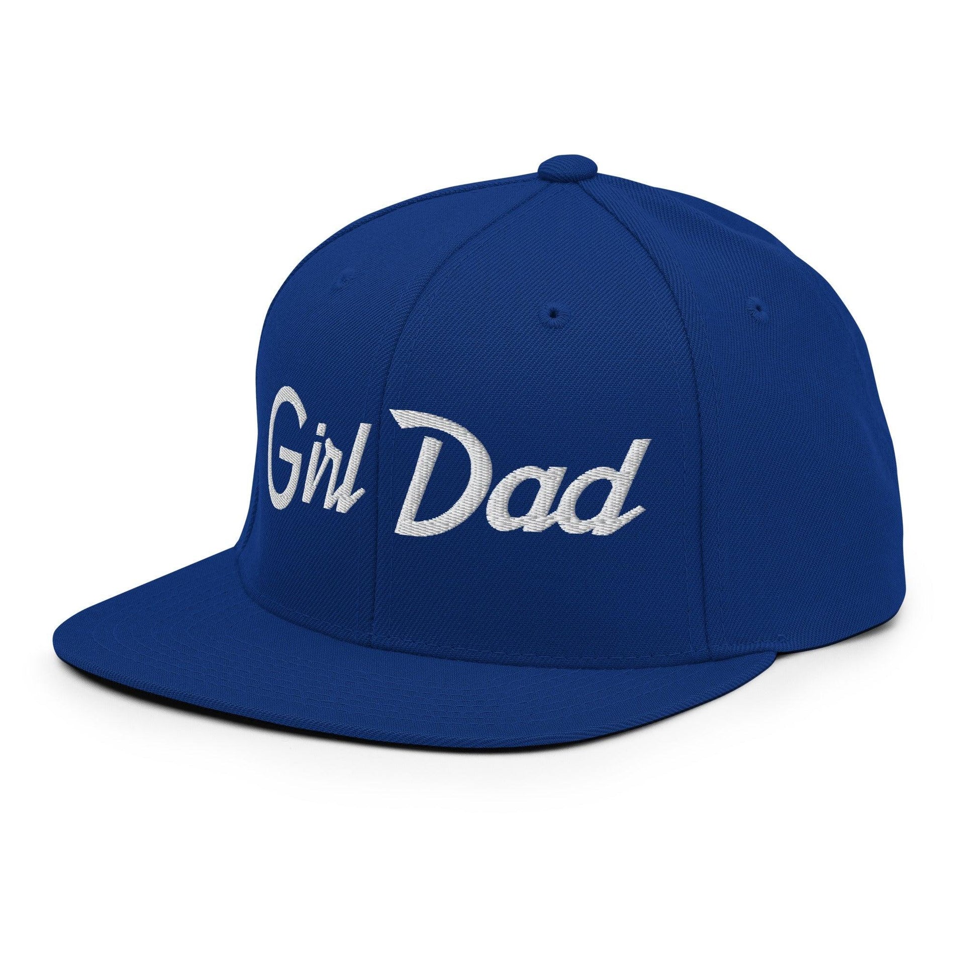 Girl Dad Vintage Sports Script Flat Bill Brim Snapback Hat Capital Crowns Dad Hats Funny Snapback Hats