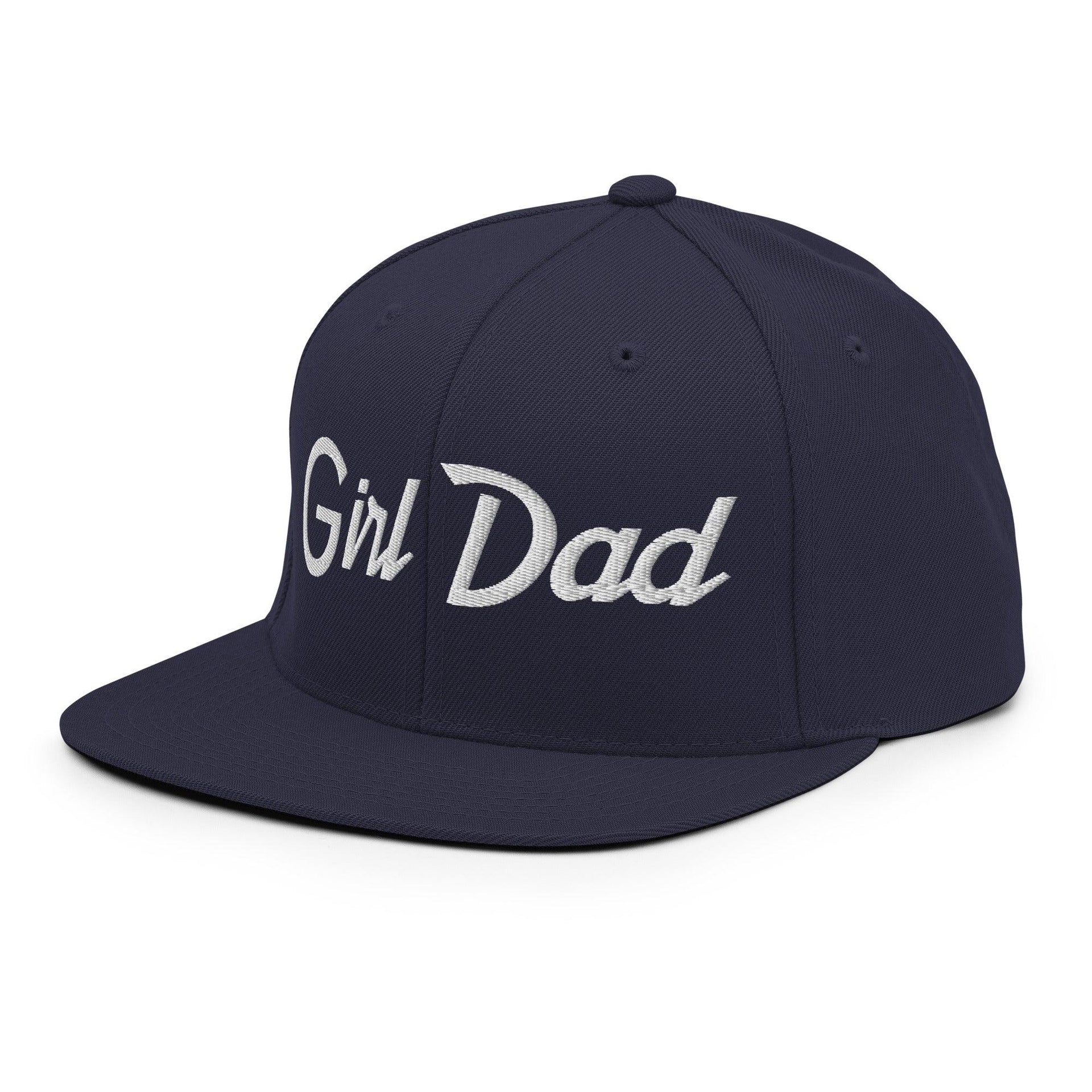 Girl Dad Vintage Sports Script Flat Bill Brim Snapback Hat Capital Crowns Dad Hats Funny Snapback Hats
