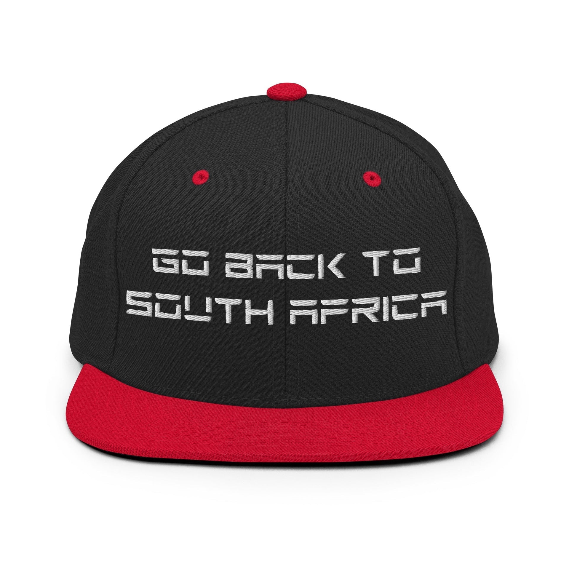 Go Back to South Africa Elon Musk Embroidered Flat Brim Bill Snapback Hat Black Red Capital Crowns Liberal Snapback Hats