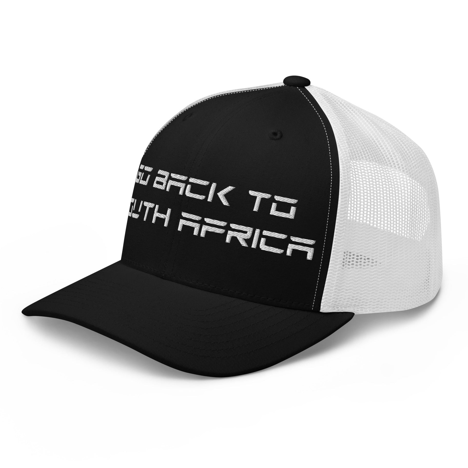 Go Back to South Africa Elon Musk Embroidered Retro Mesh Trucker Hat Capital Crowns Liberal Trucker Hats