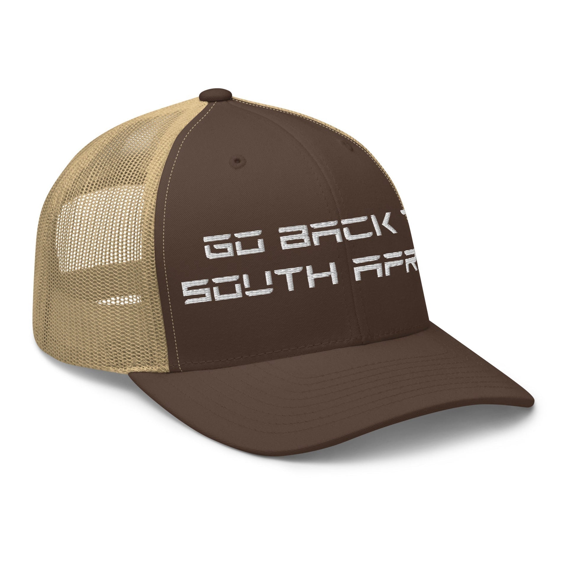 Go Back to South Africa Elon Musk Embroidered Retro Mesh Trucker Hat Capital Crowns Liberal Trucker Hats