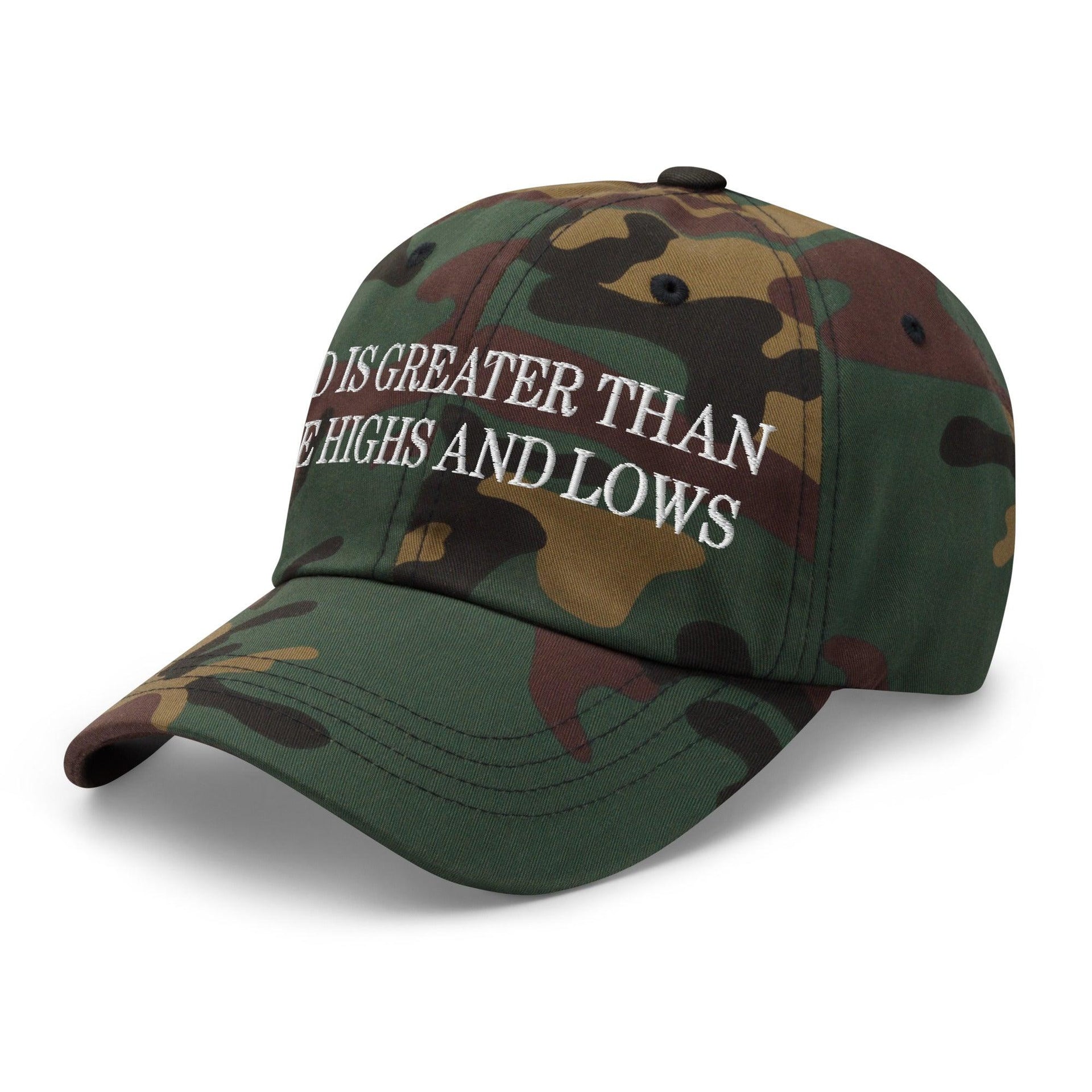 God is Greater than the Highs and Lows Embroidered Dad Hat Capital Crowns Dad Hats Religious