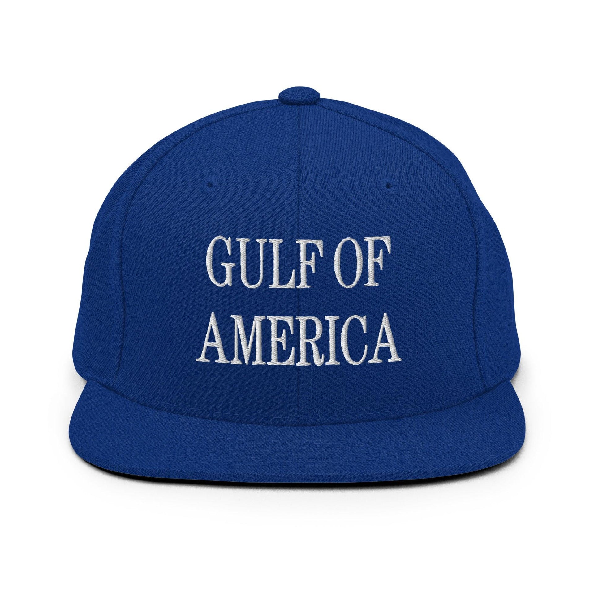 Gulf of America Embroidered Flat Bill Brim Snapback Hat Royal Blue Capital Crowns Conservative LADs Make Again Snapback Hats