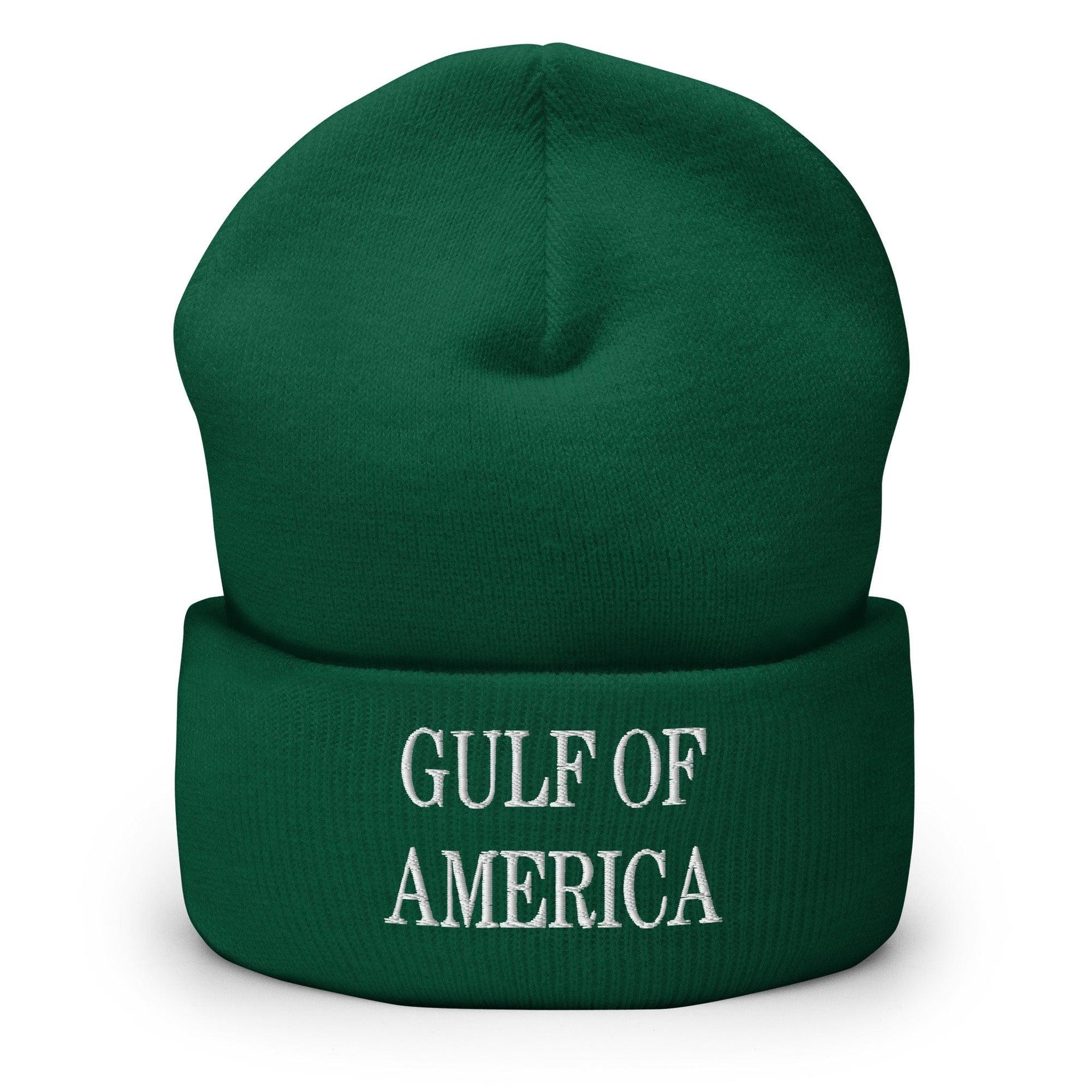 Gulf of America Embroidered Knit Cuffed Beanie Spruce Beanies Capital Crowns Conservative LADs Make Again