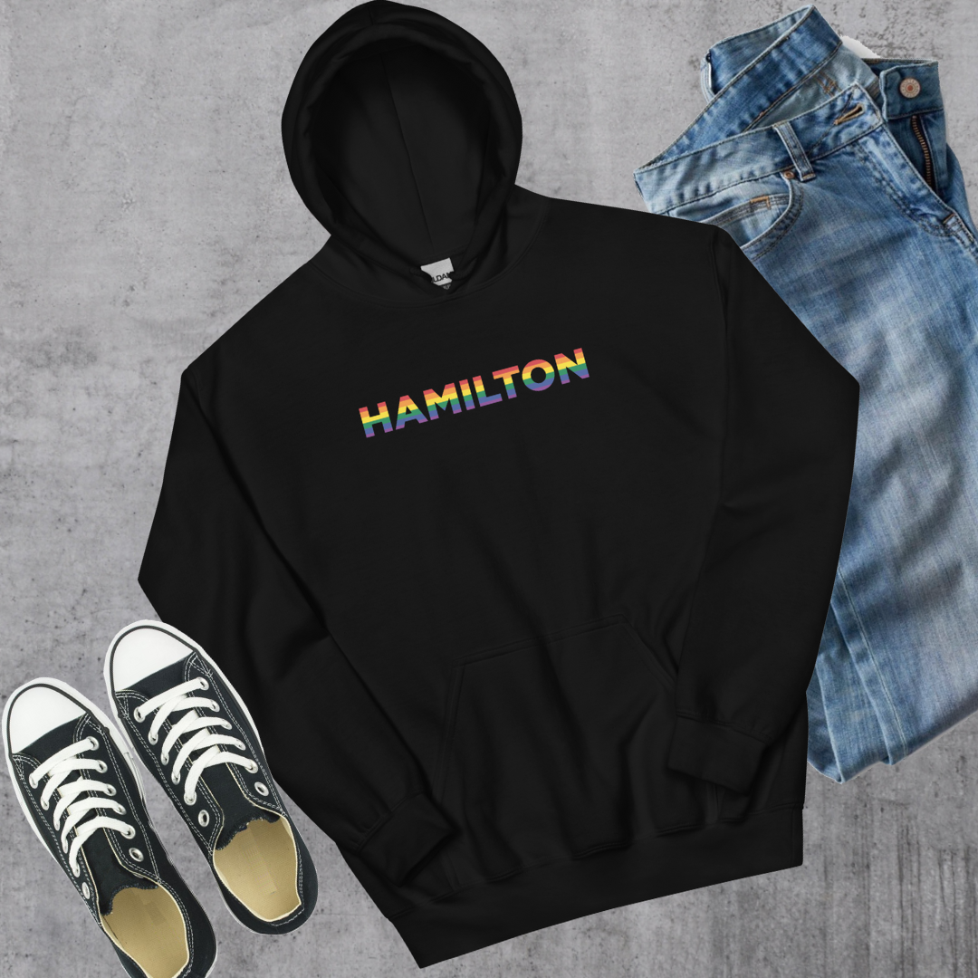 Hamilton ON Pride Hoodie Black Canadian City Apparel