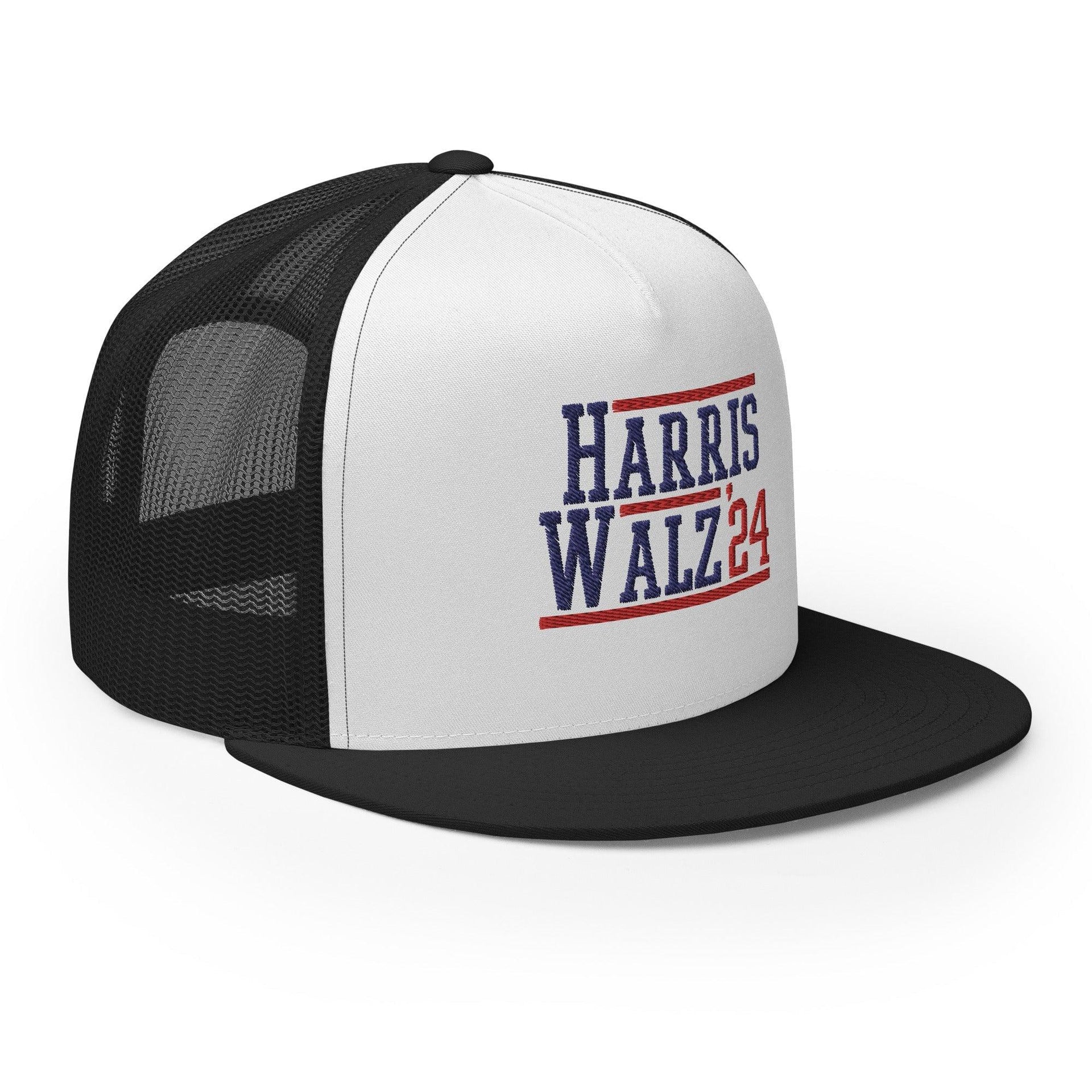 Harris Walz 2024 24 Flat Bill Brim Trucker Hat Capital Crowns LADs Liberal Snapback Hats Trucker Hats