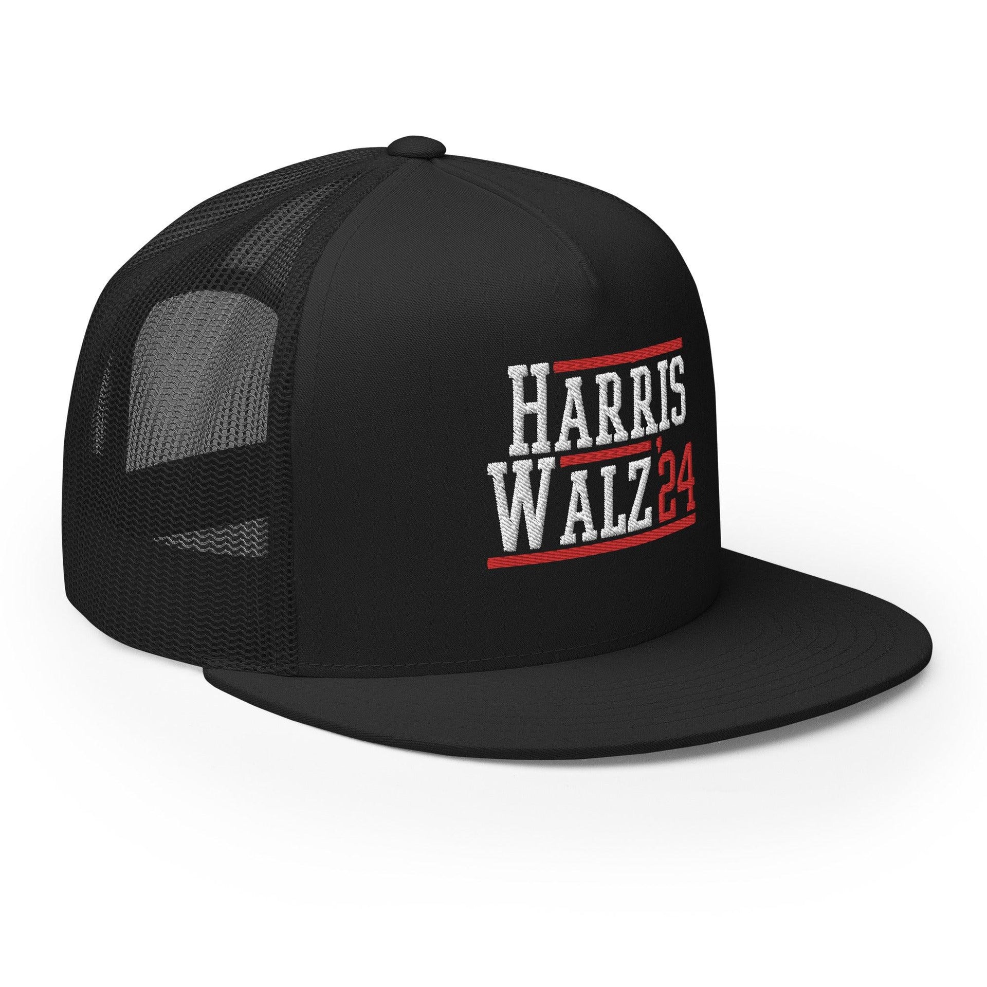 Harris Walz 2024 24 Flat Bill Brim Trucker Hat Capital Crowns LADs Liberal Snapback Hats Trucker Hats