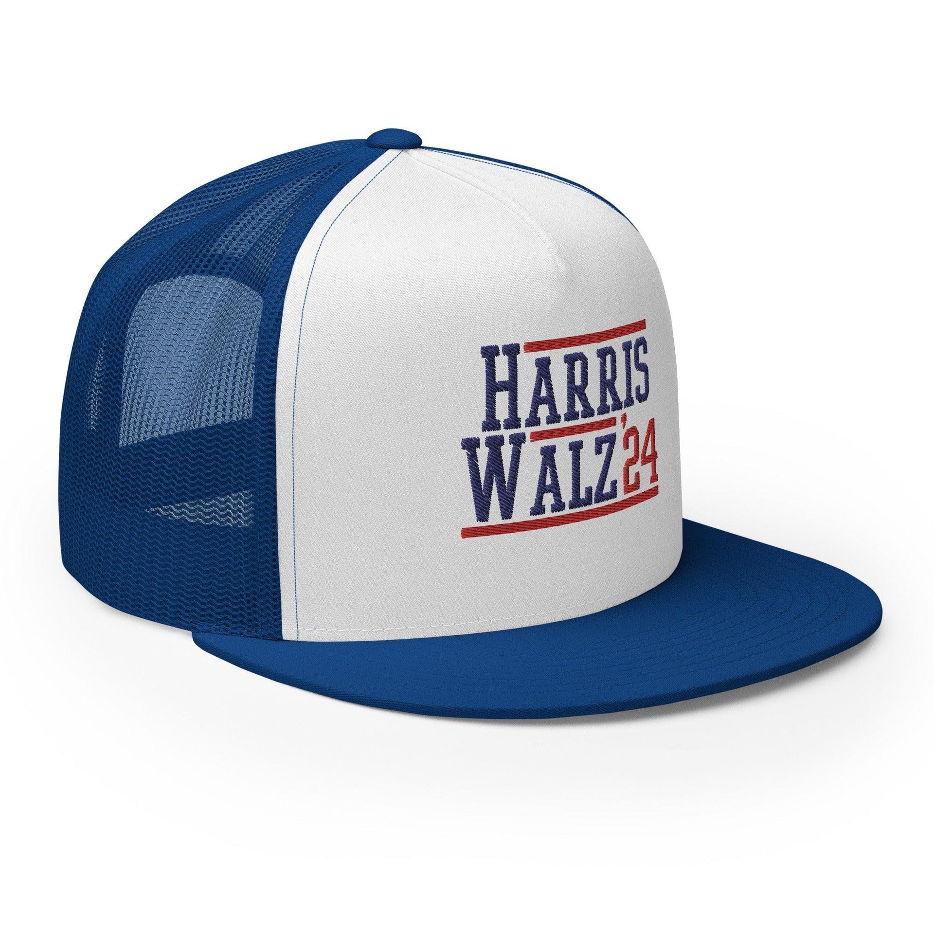 Harris Walz 2024 24 Flat Bill Brim Trucker Hat Capital Crowns LADs Liberal Snapback Hats Trucker Hats