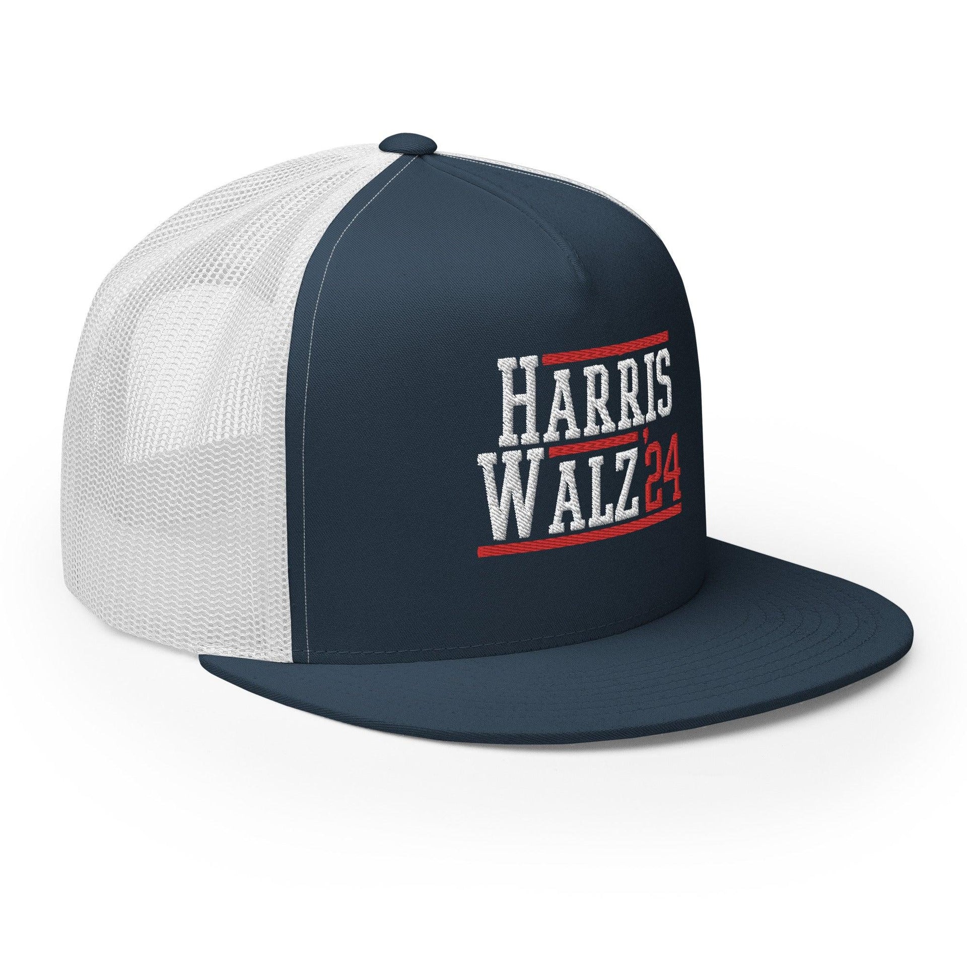 Harris Walz 2024 24 Flat Bill Brim Trucker Hat Capital Crowns LADs Liberal Snapback Hats Trucker Hats