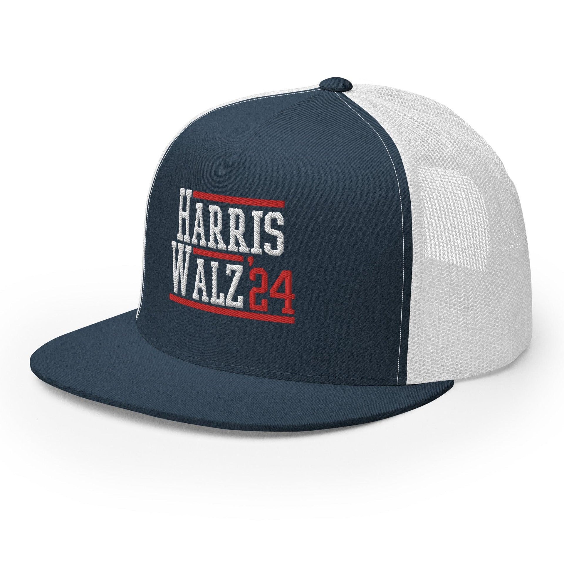 Harris Walz 2024 24 Flat Bill Brim Trucker Hat Capital Crowns LADs Liberal Snapback Hats Trucker Hats