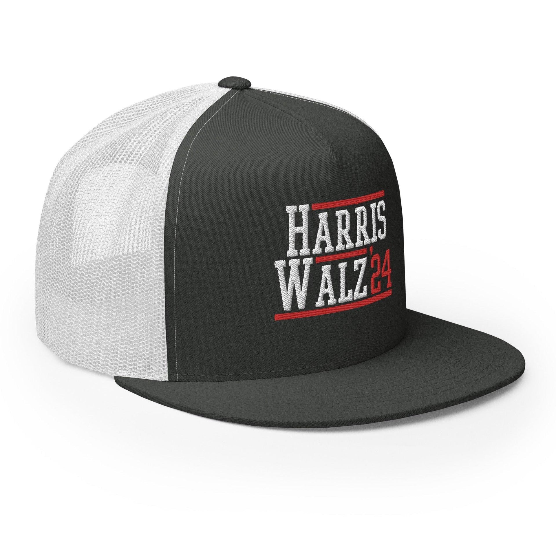 Harris Walz 2024 24 Flat Bill Brim Trucker Hat Capital Crowns LADs Liberal Snapback Hats Trucker Hats