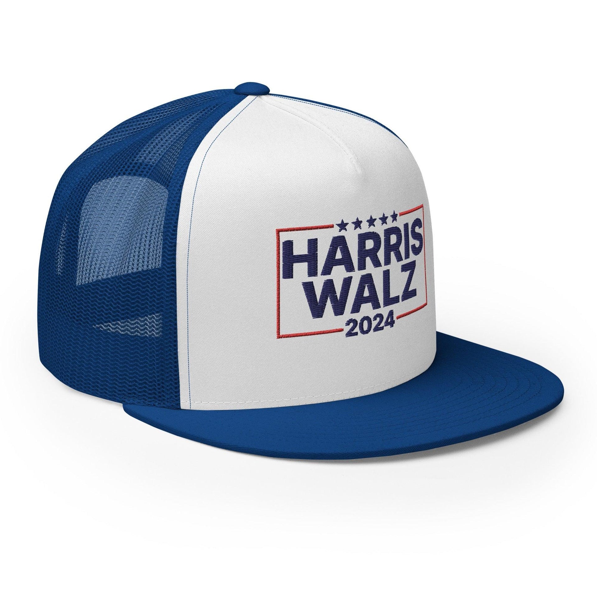 Harris Walz 2024 Flat Bill Brim Trucker Hat Capital Crowns LADs Liberal Snapback Hats Trucker Hats