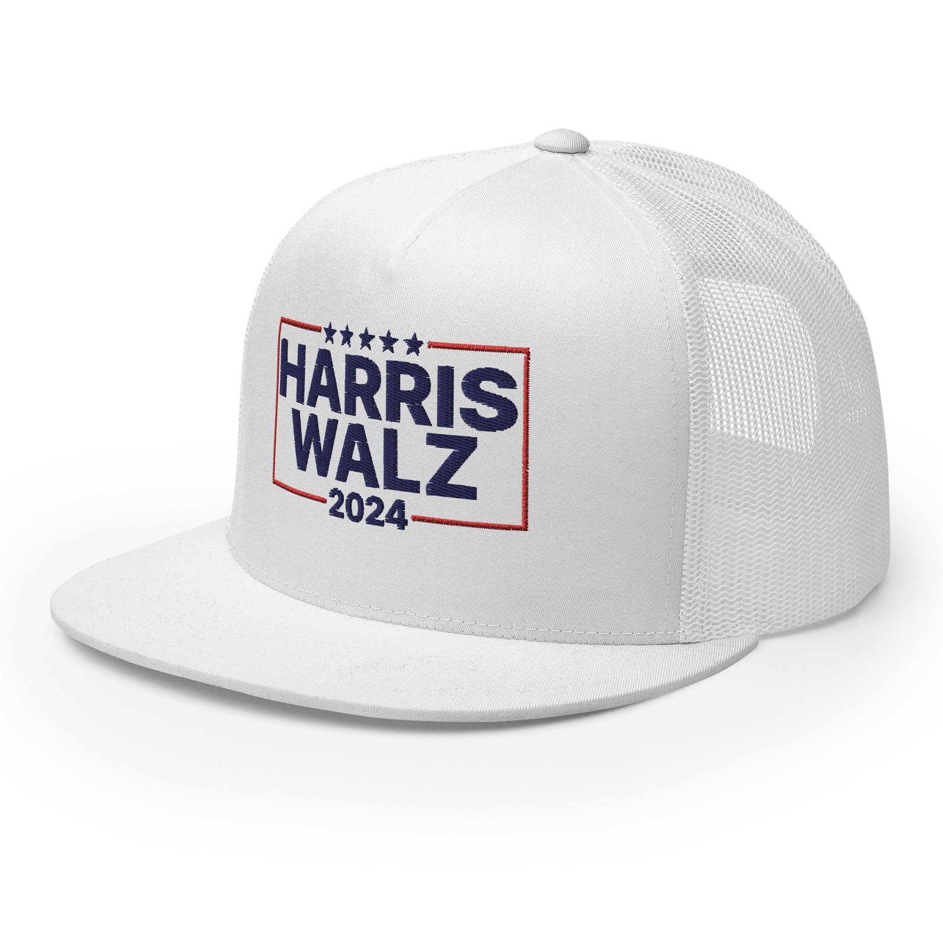 Harris Walz 2024 Flat Bill Brim Trucker Hat Capital Crowns LADs Liberal Snapback Hats Trucker Hats