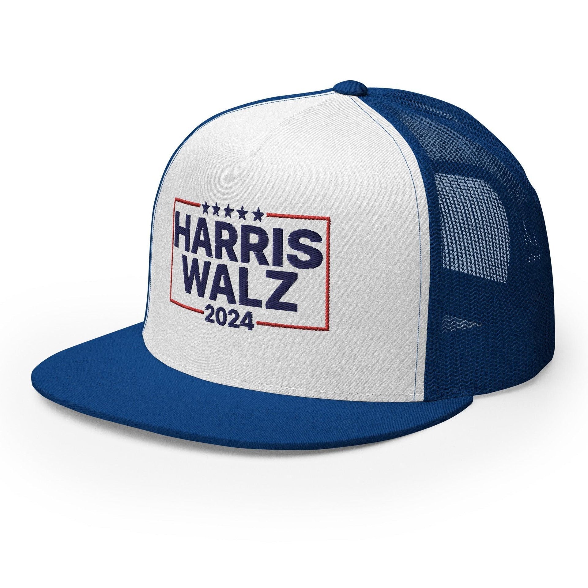 Harris Walz 2024 Flat Bill Brim Trucker Hat Capital Crowns LADs Liberal Snapback Hats Trucker Hats