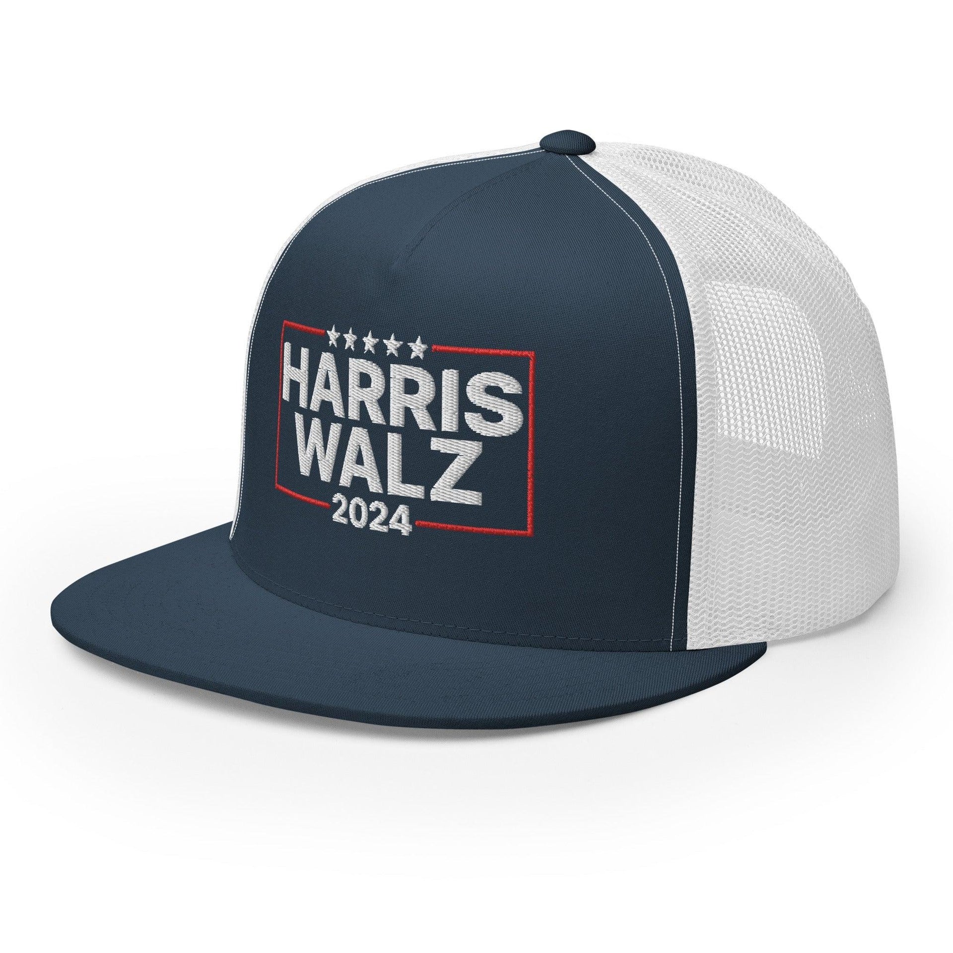 Harris Walz 2024 Flat Bill Brim Trucker Hat Capital Crowns LADs Liberal Snapback Hats Trucker Hats