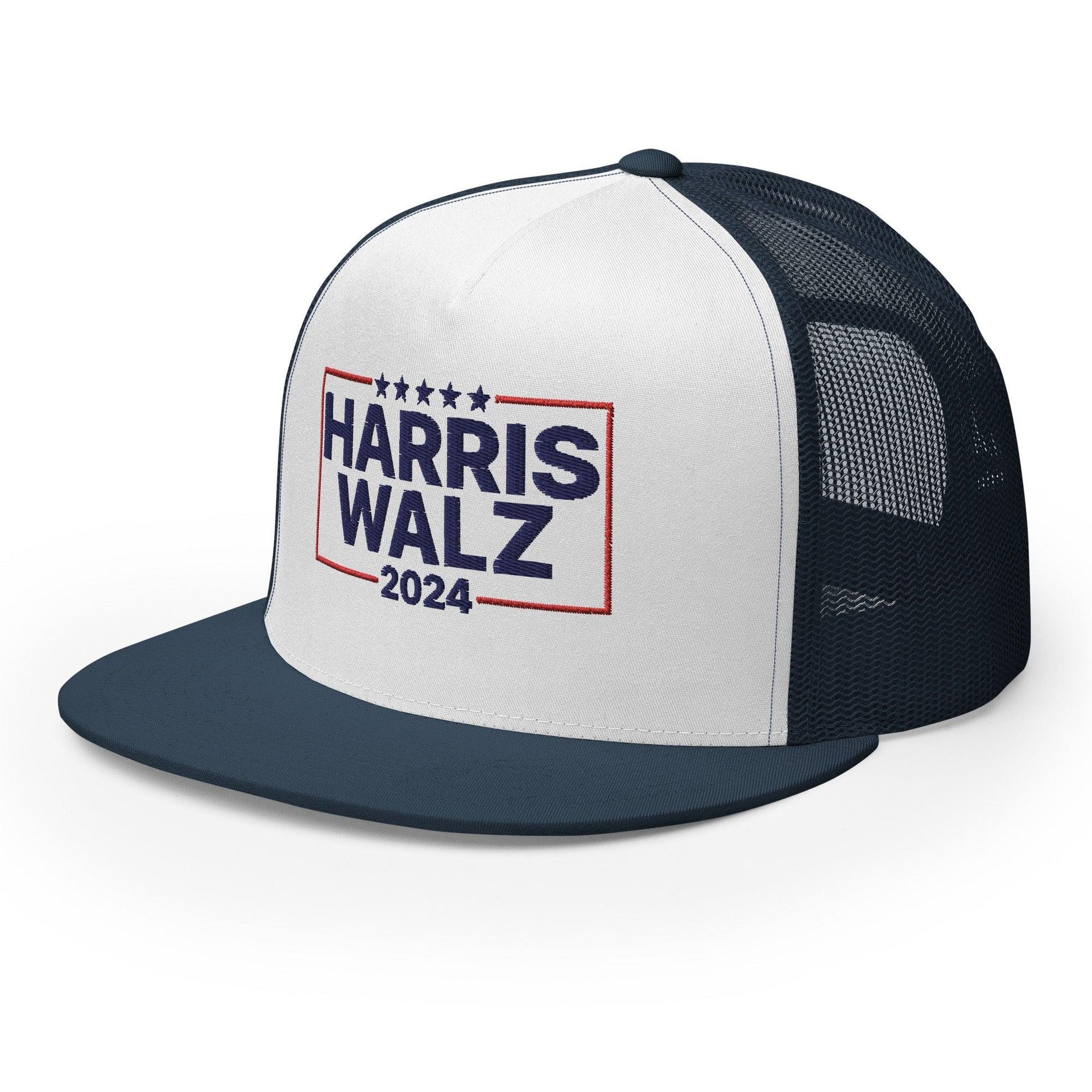 Harris Walz 2024 Flat Bill Brim Trucker Hat Capital Crowns LADs Liberal Snapback Hats Trucker Hats