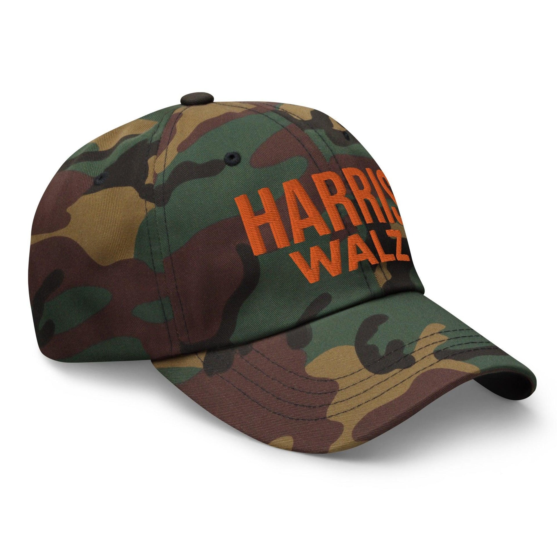 Harris Walz Embroidered Orange Camo Dad Hat Capital Crowns Dad Hats LADs Liberal Orange Camo