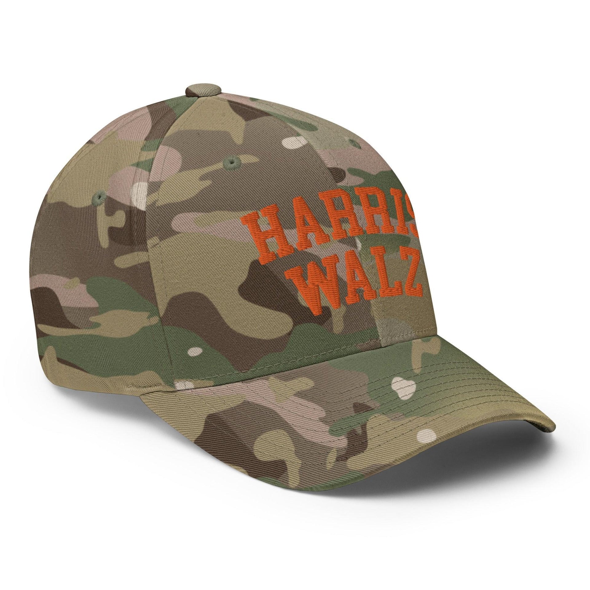 Harris-Walz Midwest Princess Parody Embroidered Stretch Fit Baseball Hat Orange Camo Capital Crowns LADs Liberal Orange Camo Stretch Fit
