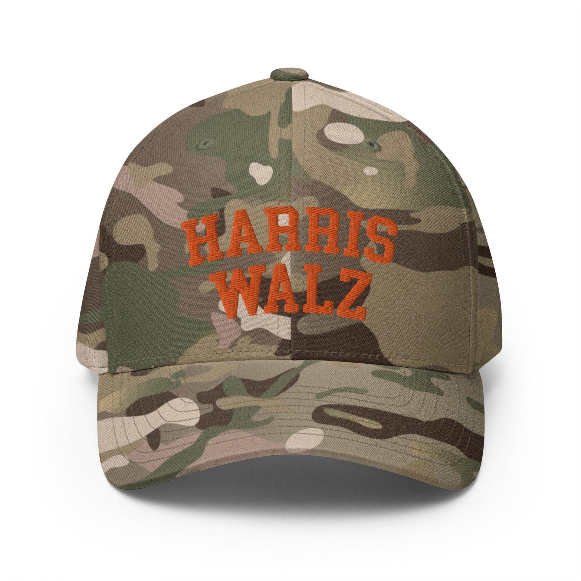 Harris-Walz Midwest Princess Parody Embroidered Stretch Fit Baseball Hat Orange Camo Multicam Green Capital Crowns LADs Liberal Orange Camo Stretch Fit