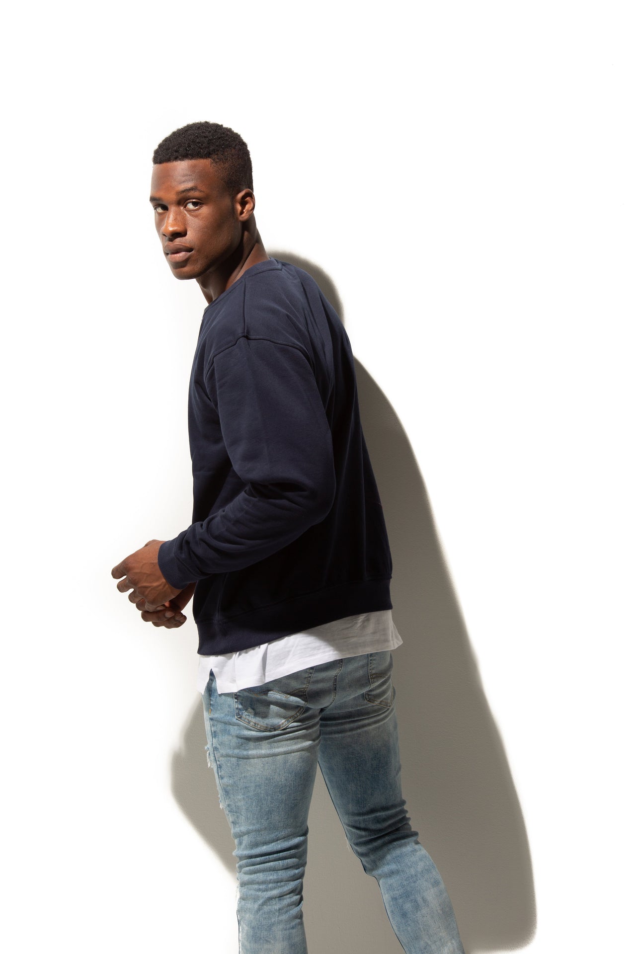 HERO-1020 Unisex Blank Crewneck Sweatshirt - Navy Blue 1020 Adult Black Crewneck HERO Tops Unisex