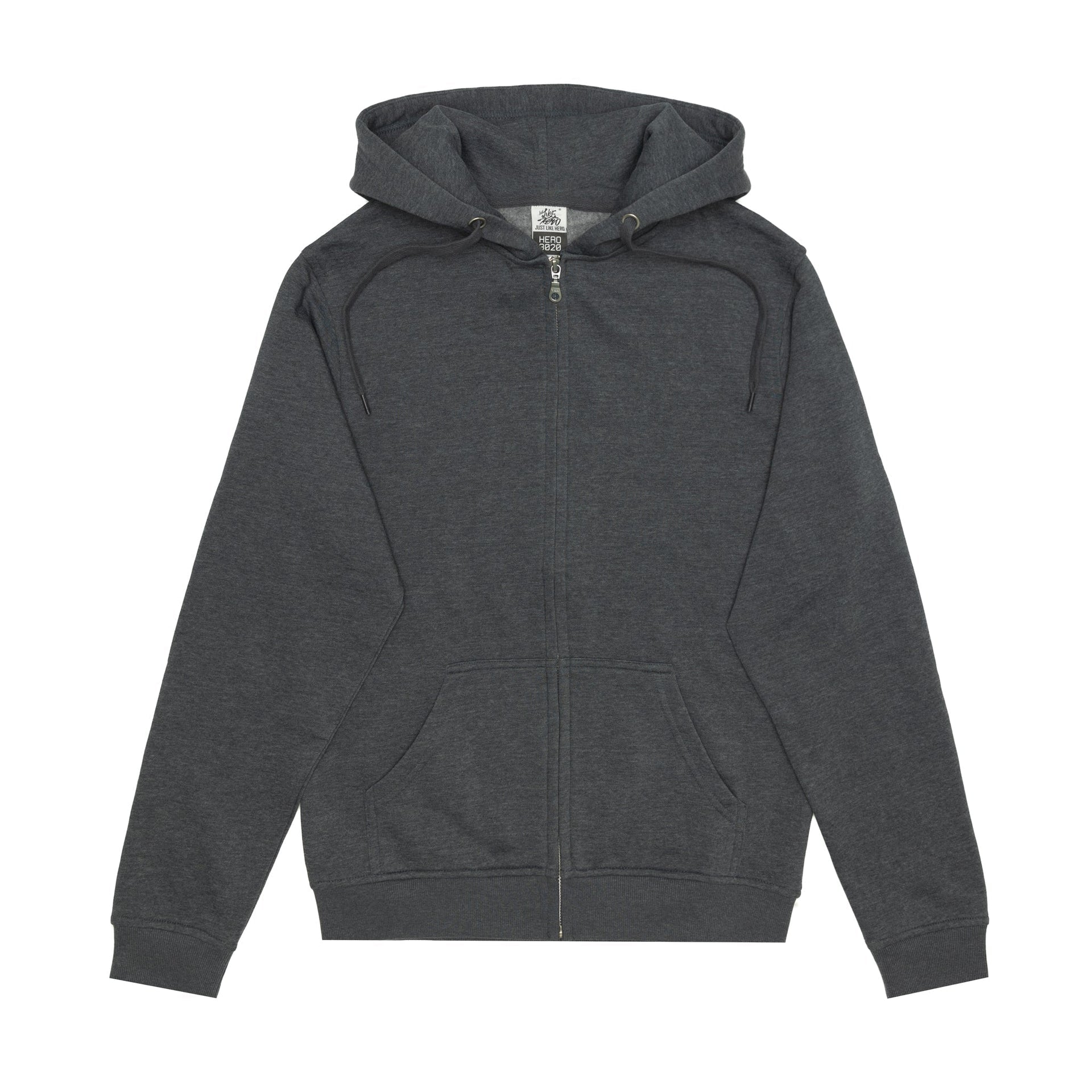 HERO-3020 Unisex Full Zip Hoodie - Dark Heather 3020 Adult Full-Zip Grey HERO Tops Unisex