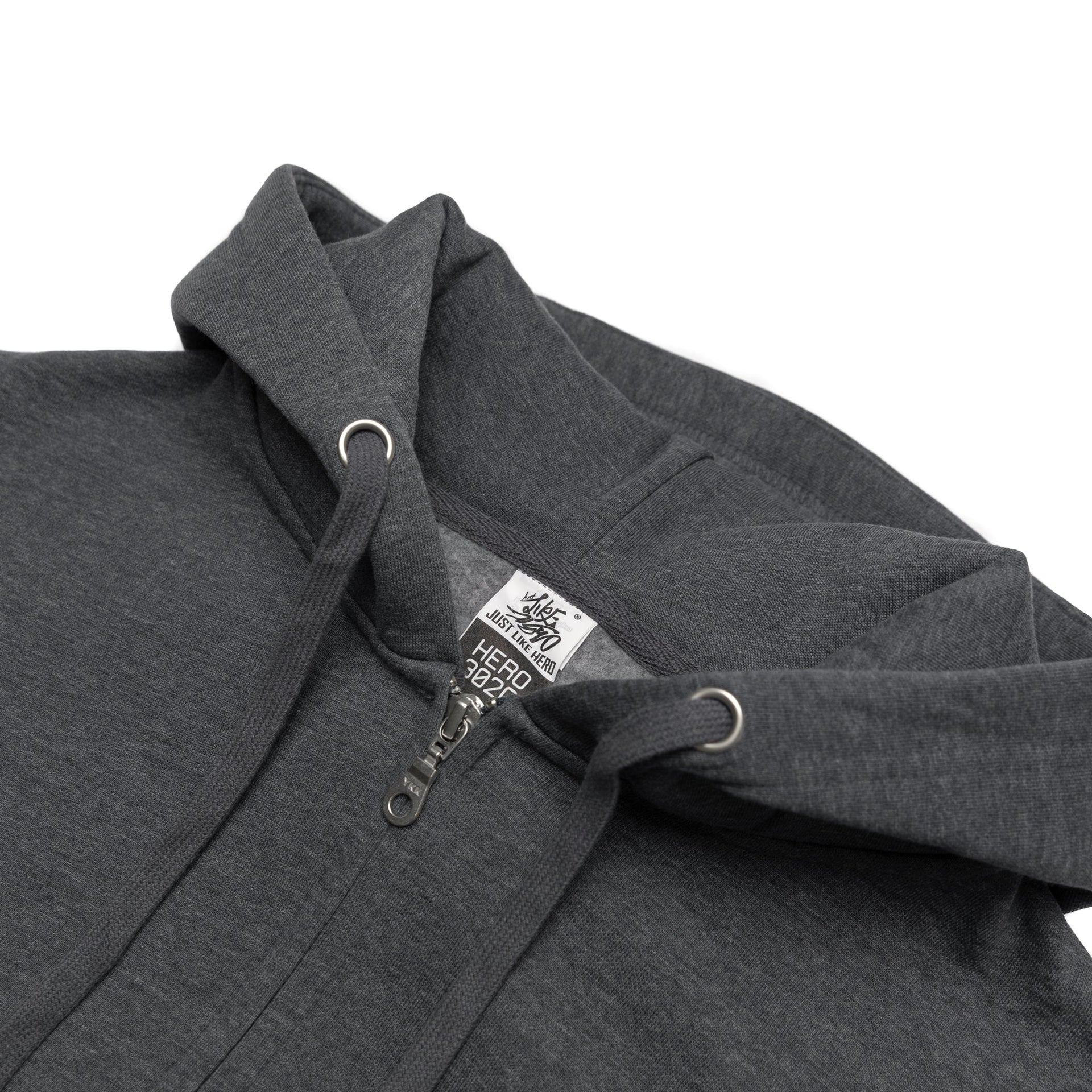 HERO-3020 Unisex Full Zip Hoodie - Dark Heather 3020 Adult Full-Zip Grey HERO Tops Unisex