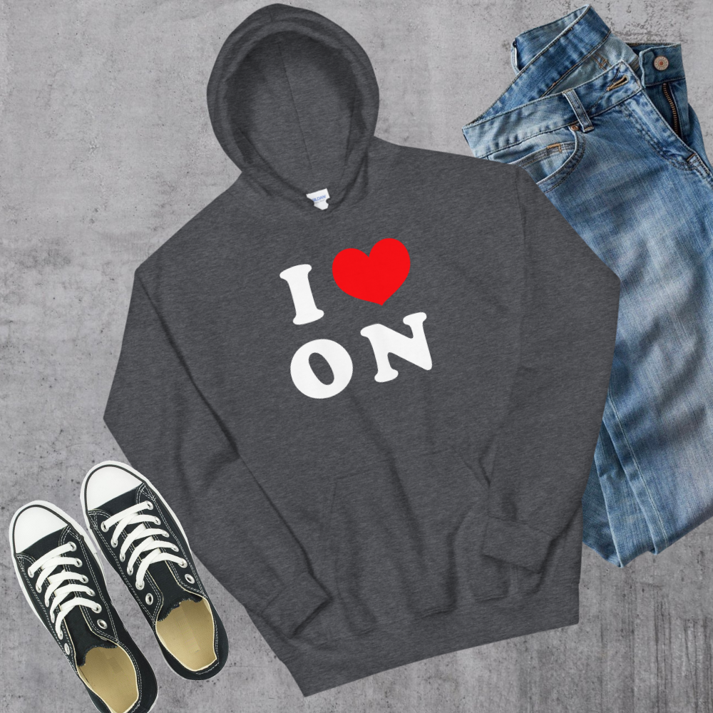 I ❤️ ON Hoodie Dark Heather Canadian City Apparel Ontario
