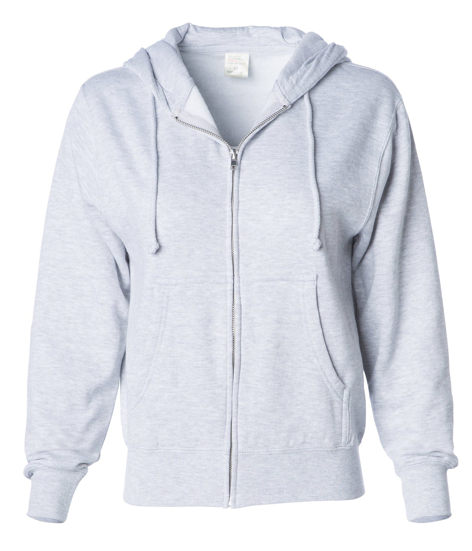 IND008Z - Zip Hooded Sweatshirt Grey Heather clear out CLOSEOUT COTTON / POLYESTER fleece hoodie ind INDEPENDENT INDEPENDENT CLOSE OUT LOOSE MIDWEIGHT ON SALE sweatshirt tearaway WOMEN ZIPS