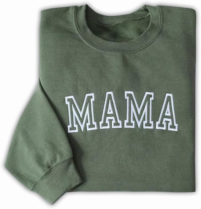 JERZEES NuBlend® Crewneck Sweatshirt with MAMA Embroidery CREWNECK crewneck sweater crewneck sweatshirt family Family Apparel mama sweaters
