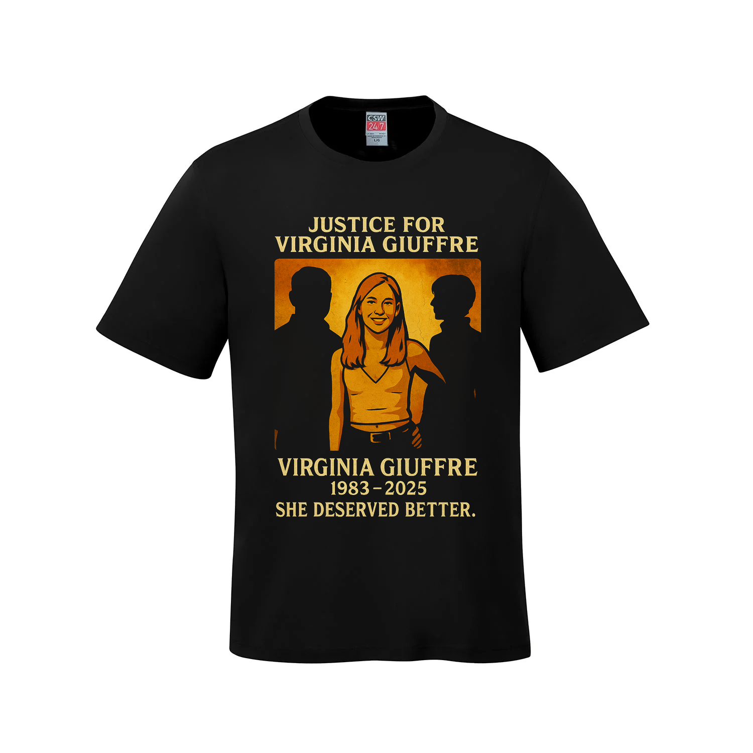 Justice for Virginia Giuffre – She Deserved Better Memorial T-Shirt Black Open Secrets