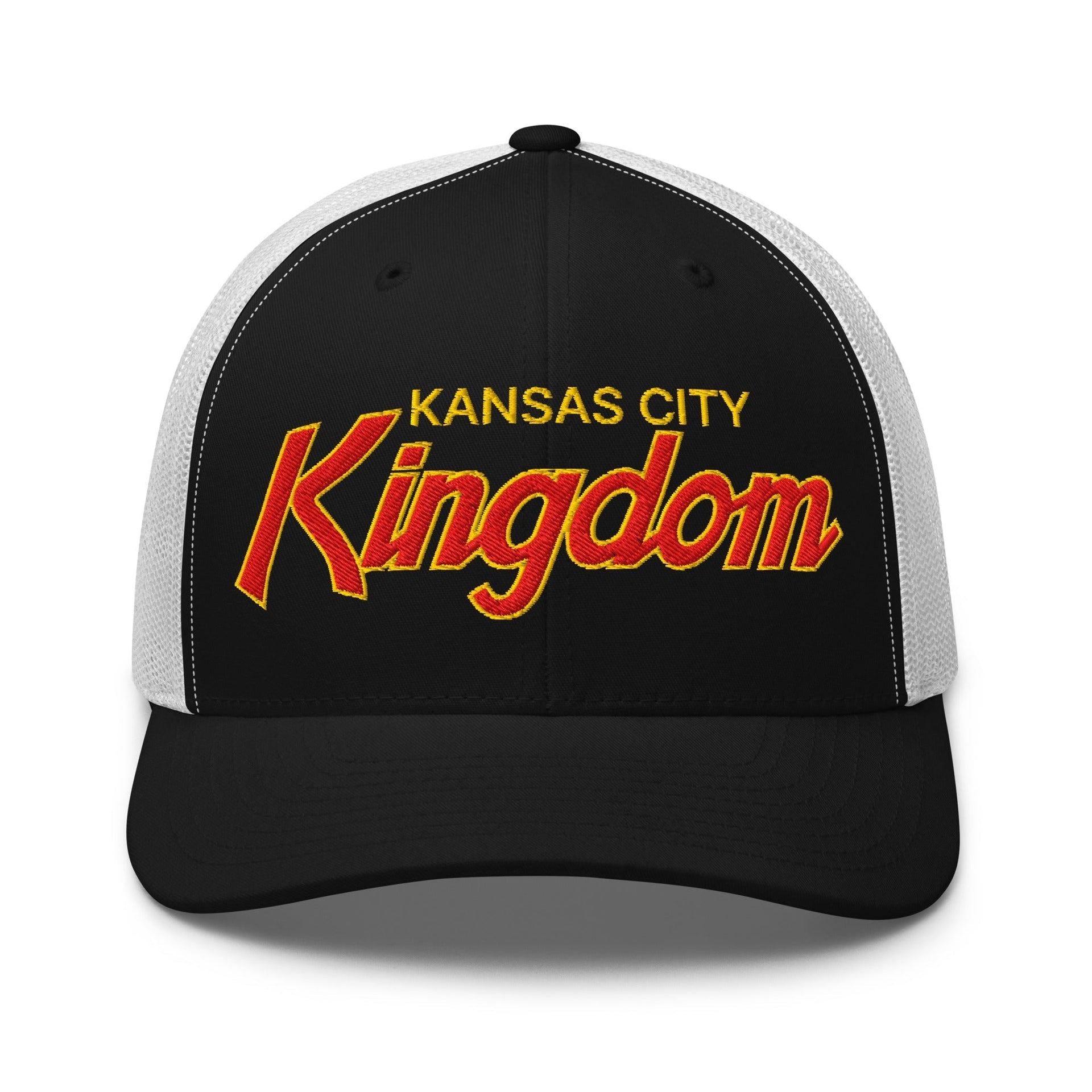 Kansas City Kingdom Embroidered Mesh Trucker Hat Black White Capital Crowns
