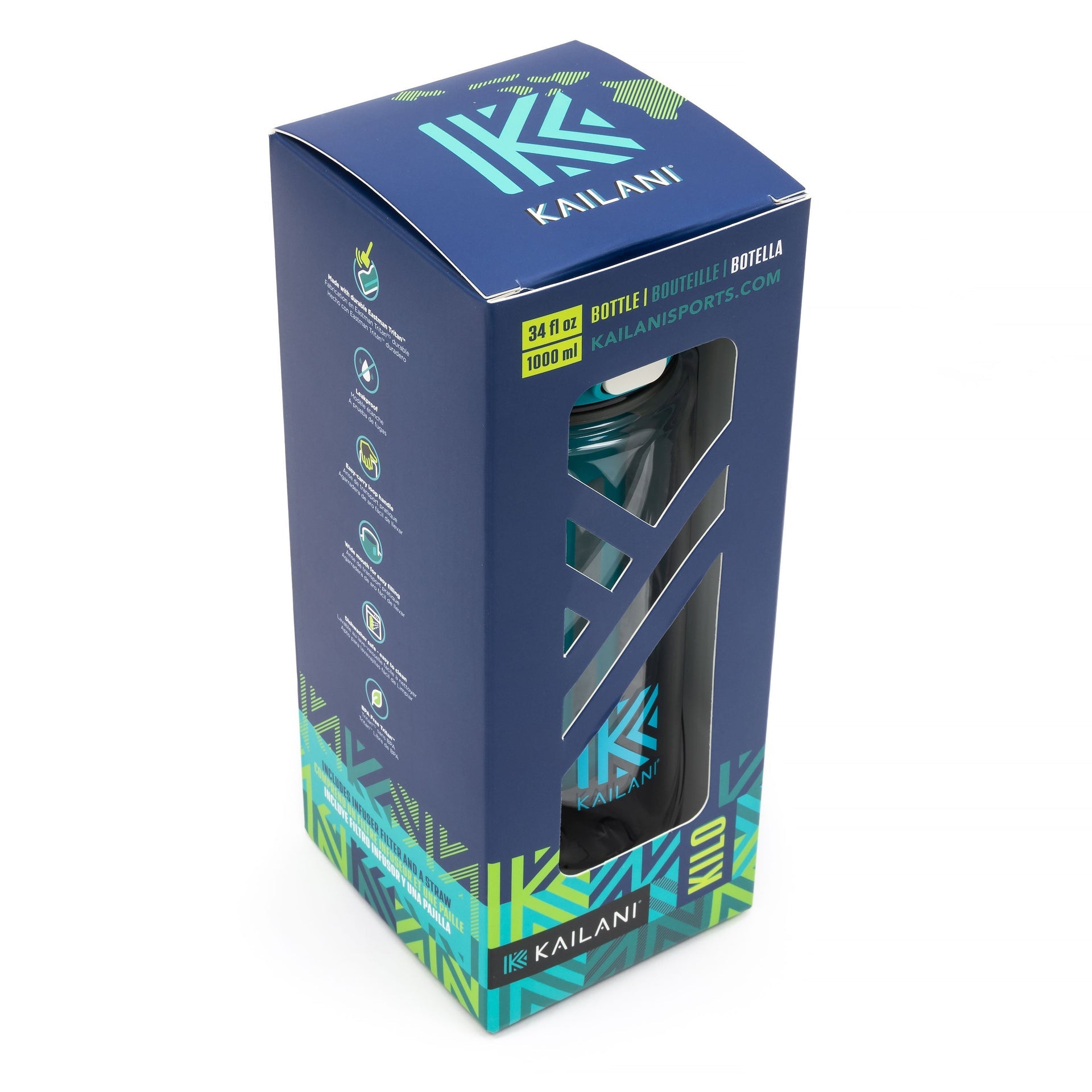 KILO Tritan Water Bottle - 1000 ml (Six Pack) bottle FULL MSRP KAILANI